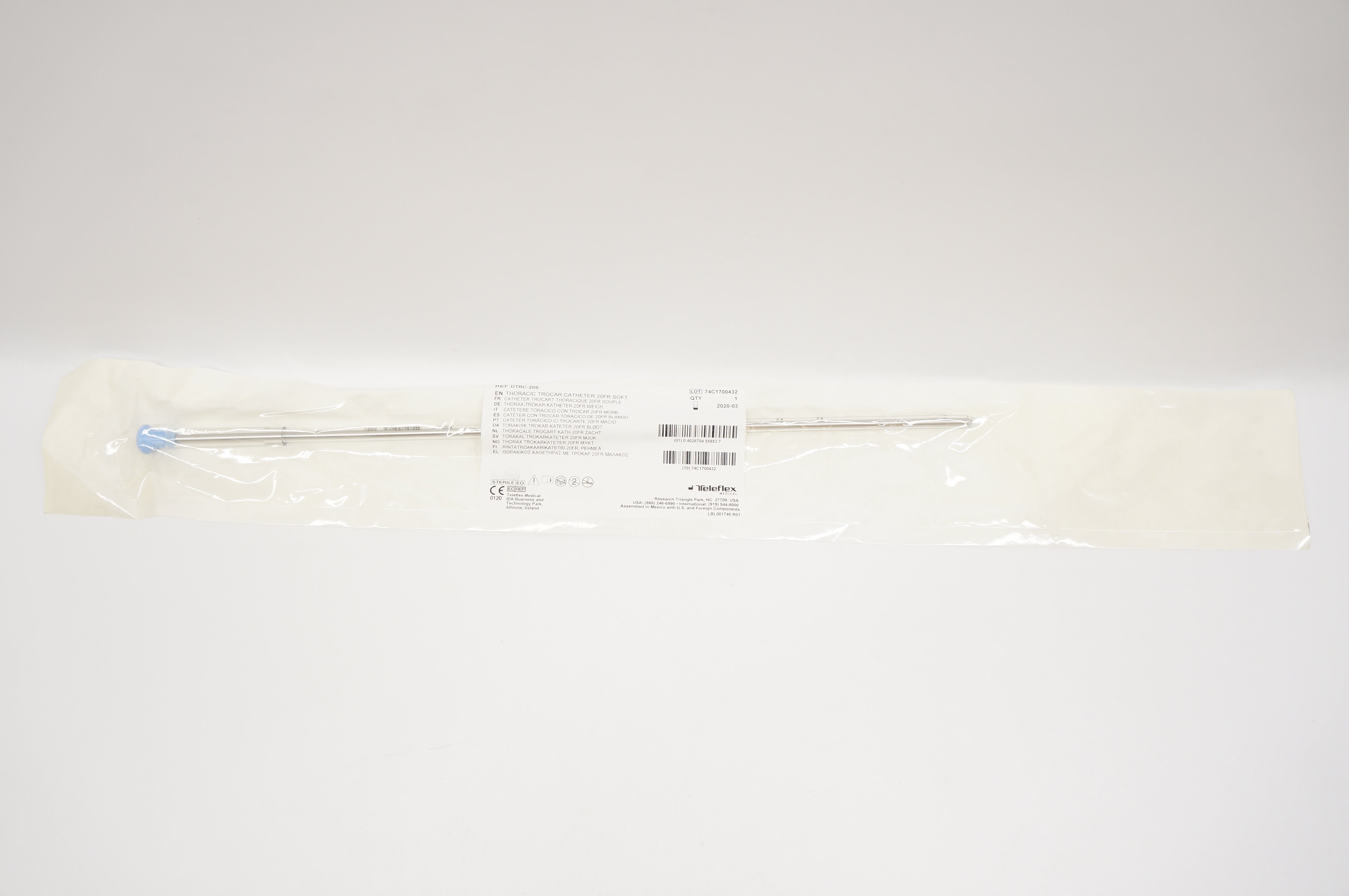 Teleflex DTRC-20S Thoracic Trocar Cath. 20Fr. Soft (x)