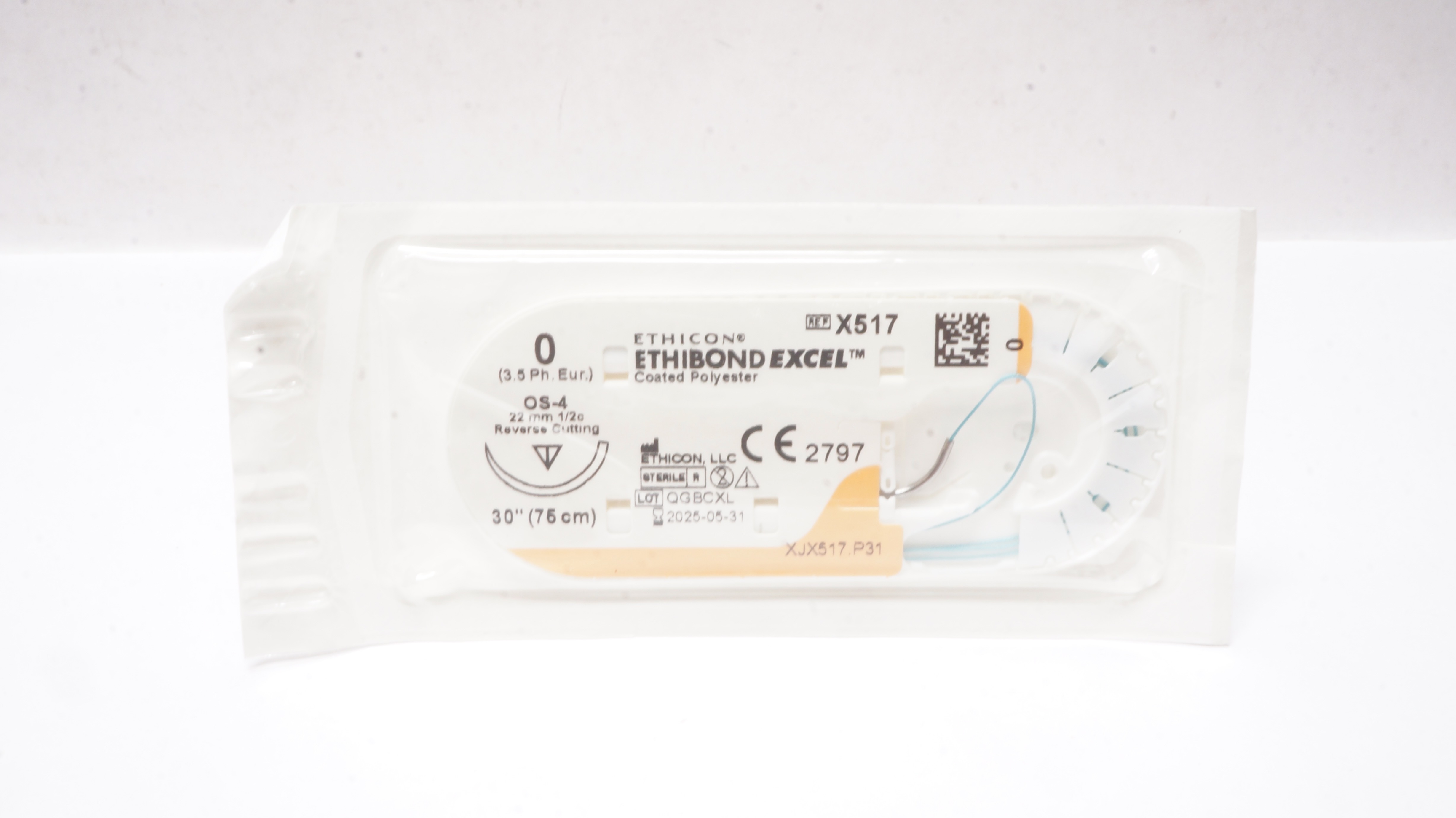 Ethicon X517 0 ETHIBOND EXCEL, OS-4, 22mm 1/2c Reverse Cutting, 30inch