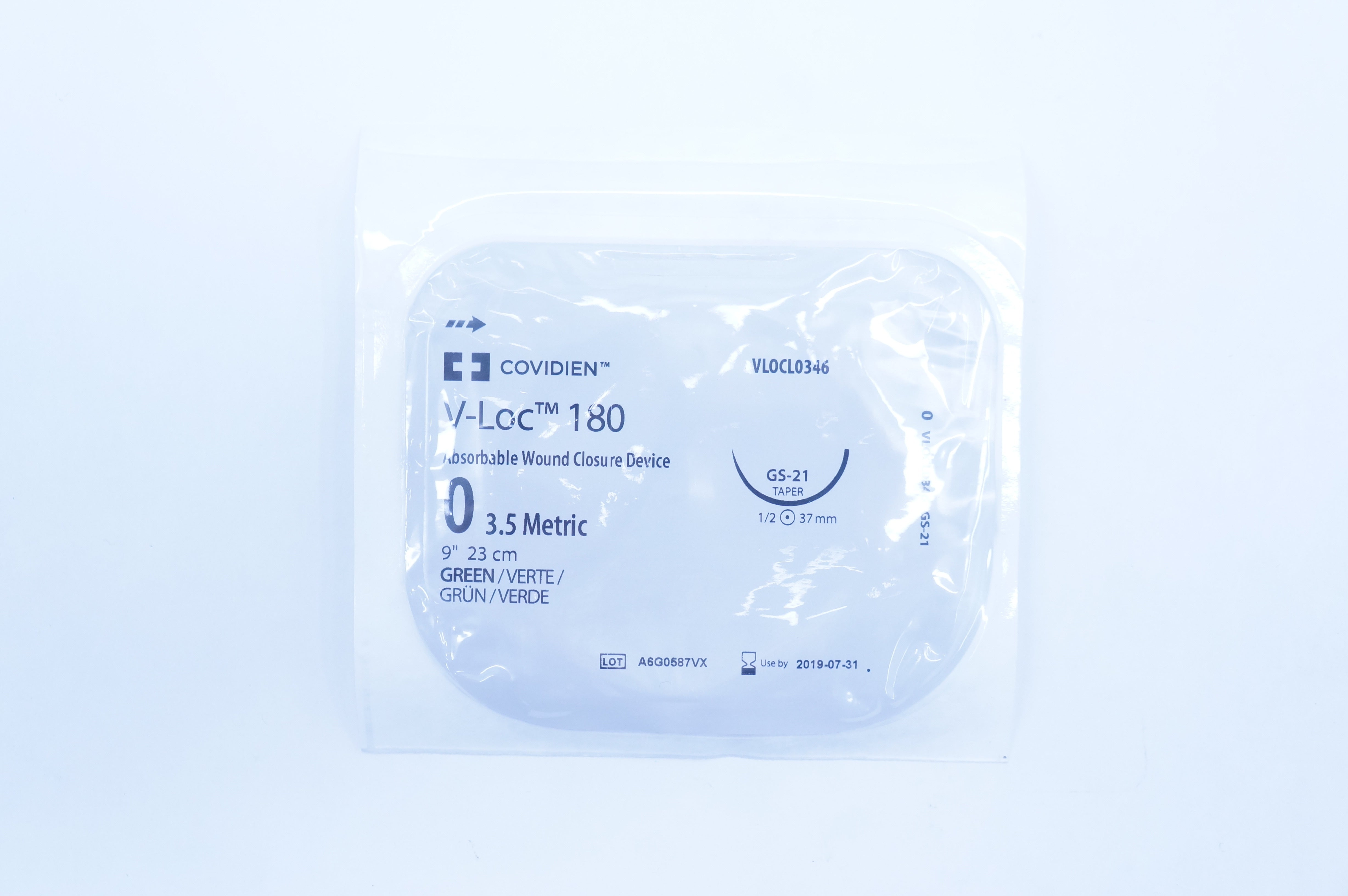 Covidien VLOCL0346 0 V-Loc 180 GS-21 1/2 37mm Taper, 9inch (x)