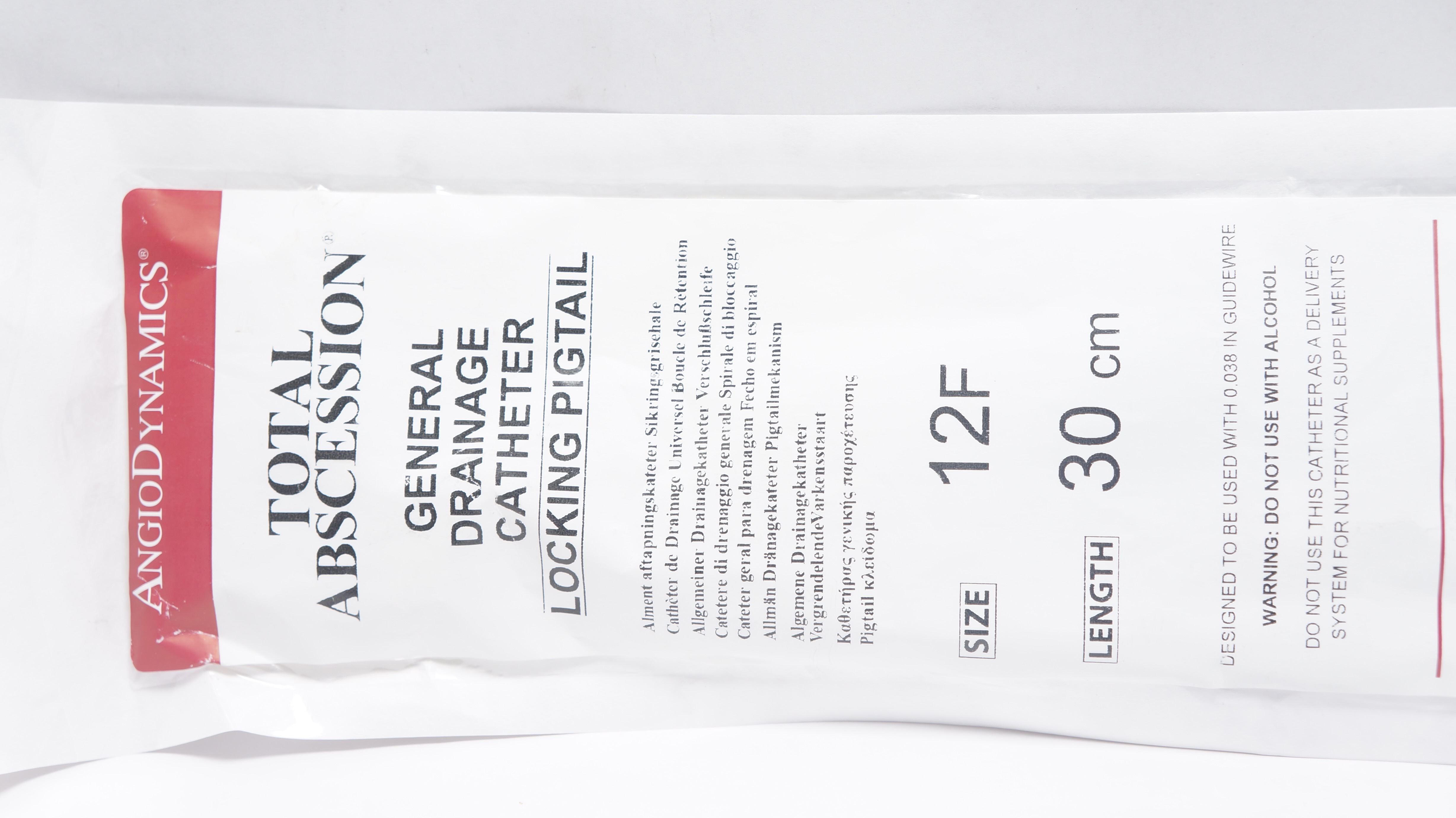 AngioDynamics 14000805 Total Abscession General Drainage Cath. 12F x 30cm (x)