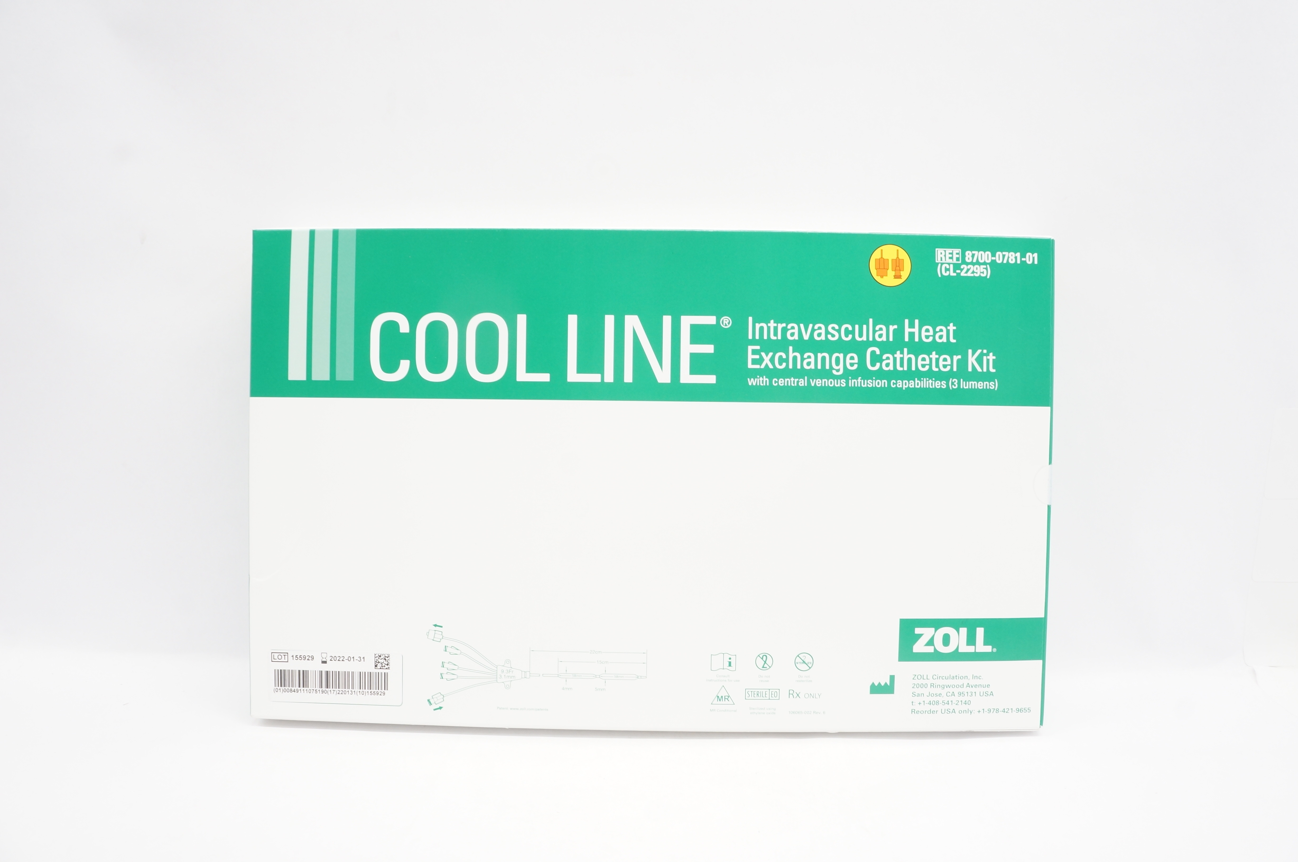 Zoll 8700-0781-01 Cool Line Intravascular Heat Exchange Cath. Kit (x)