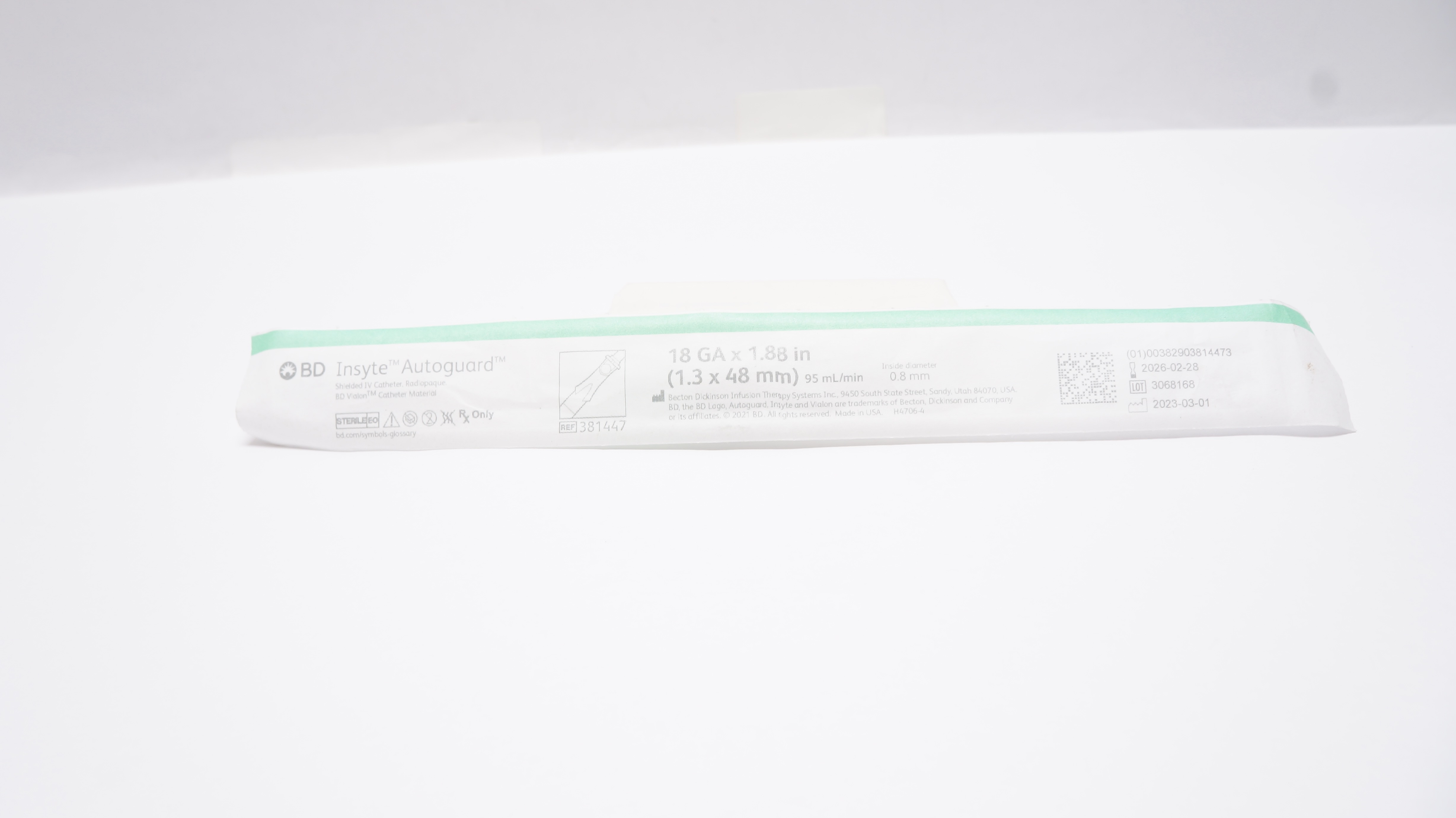 BD 381447 Insyte Autoguard Shielded I.V. Cath. 18GA x 1.88inch 95 ml/min