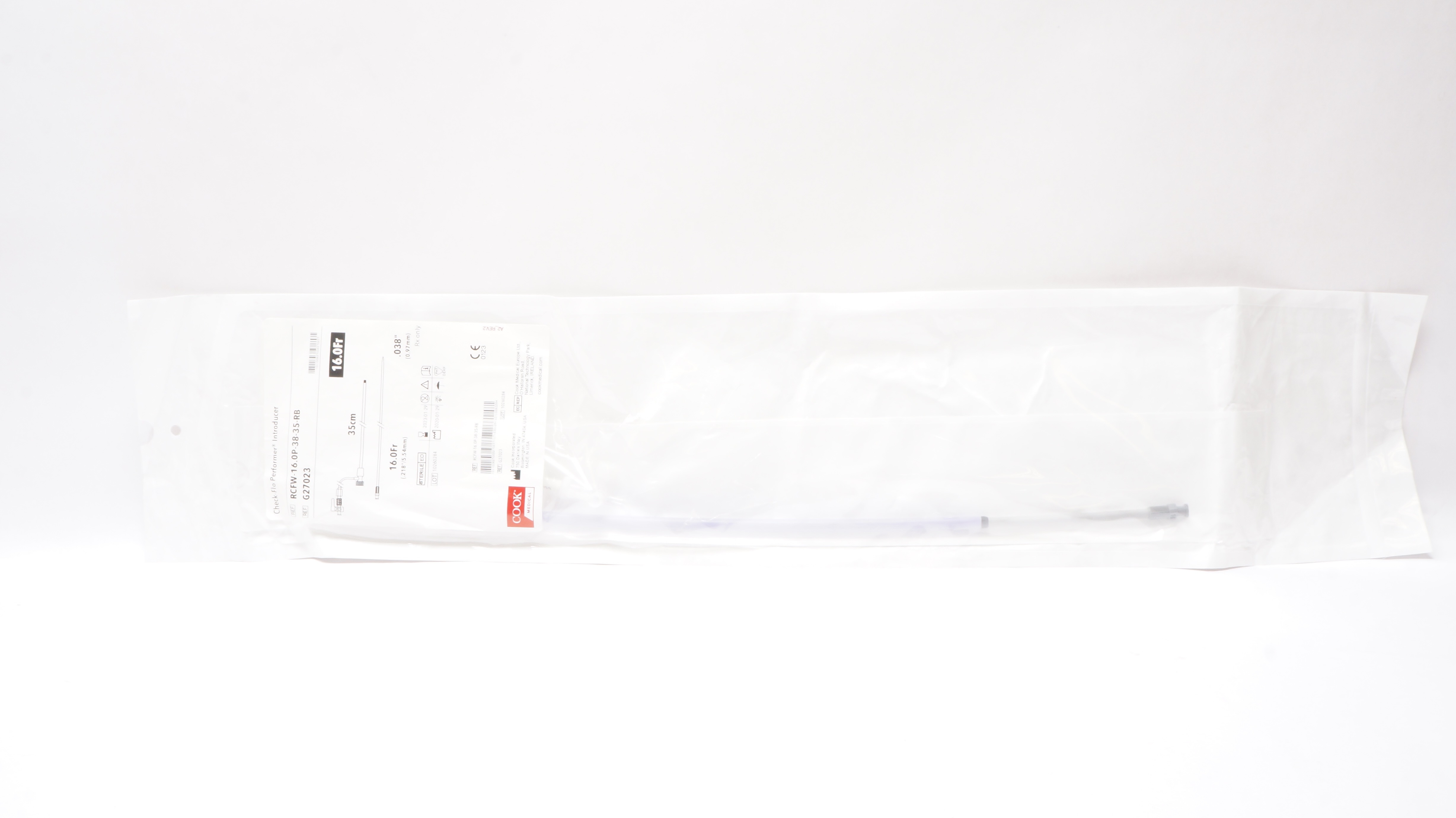 Cook Medical G27023 Check-Flo Performer Introducer 16.0Fr x 35cm x .038inch (x)
