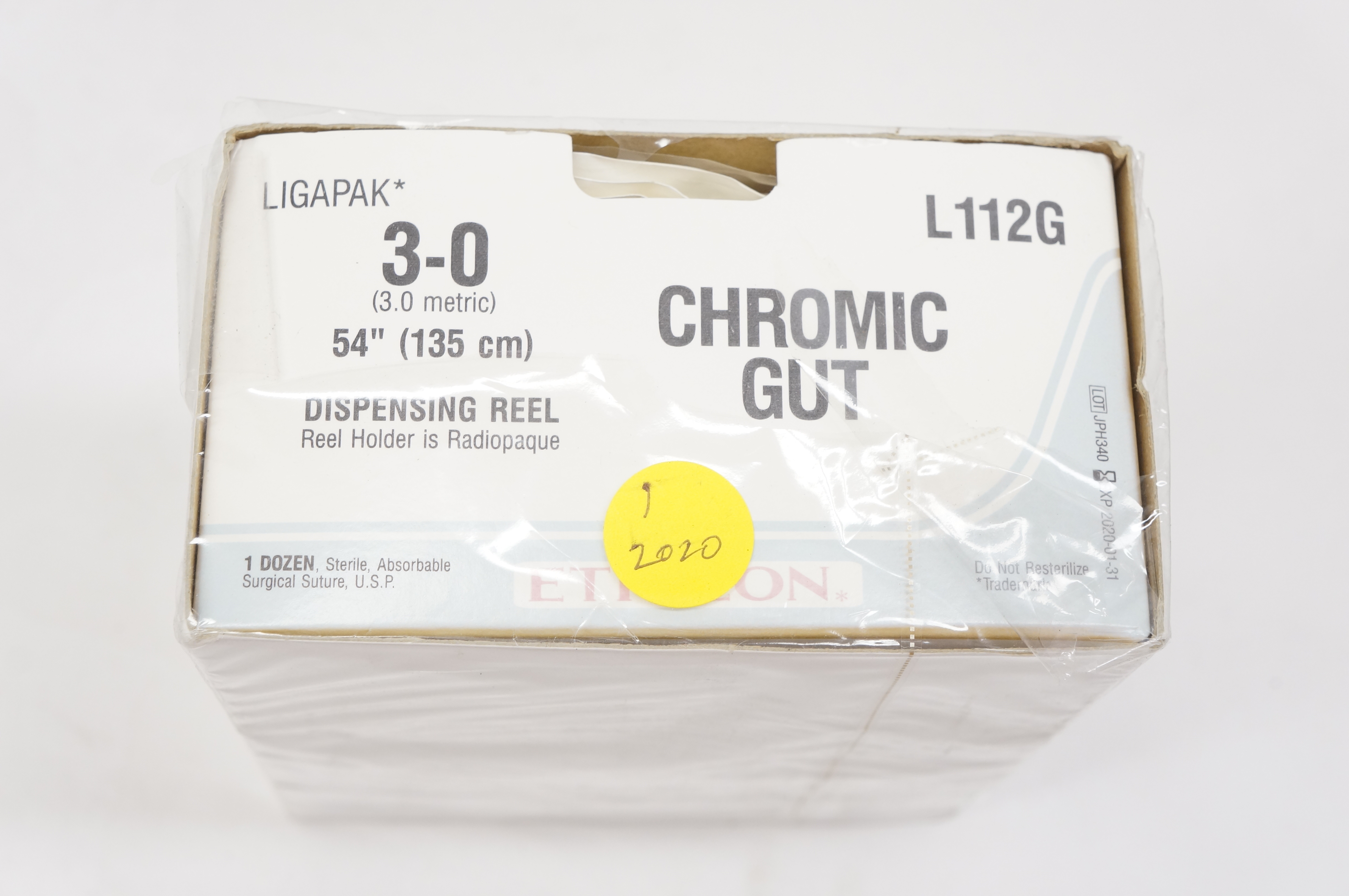 Ethicon L112G 3-0 CHROMIC GUT, Dispensing Reel, 54inch (x) - Box of 12
