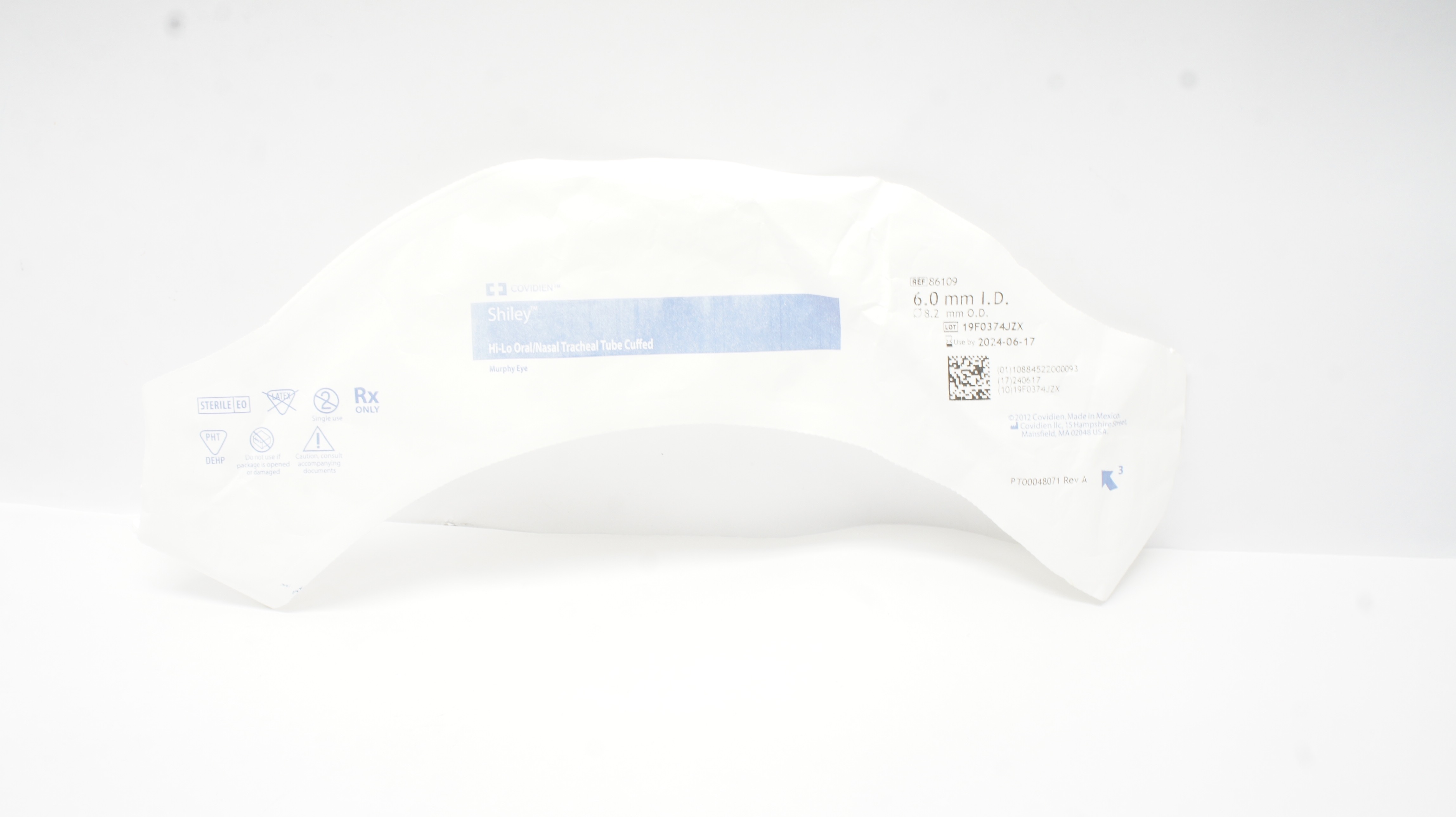 Covidien 86109 Shiley Hi-Lo Oral/Nasal Tracheal Tube Cuffed 6mm ID x 8.2mmOD (x)