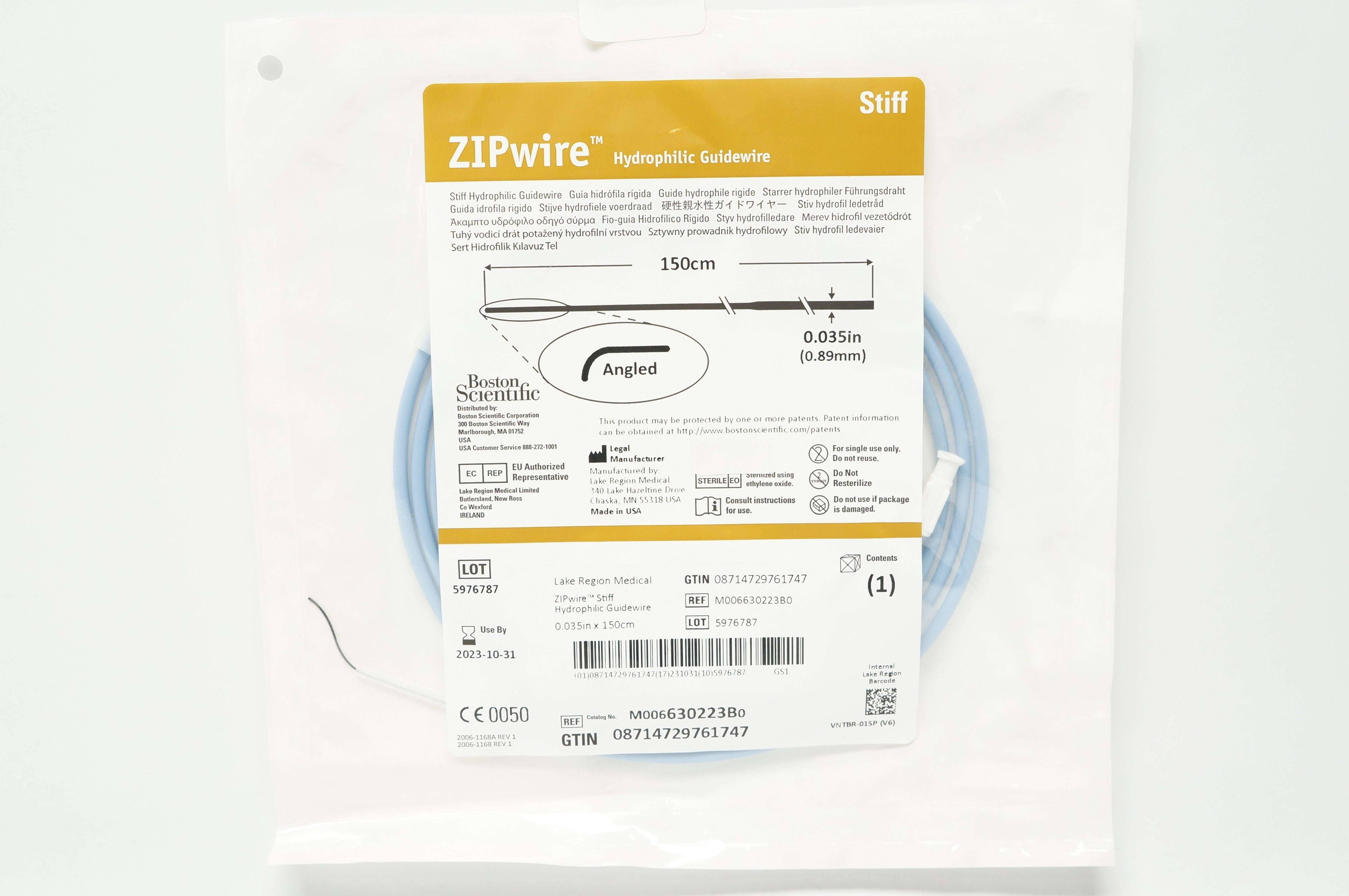 Lake Region Medical M006630223B0 Stiff Hydrophilic Guidewire 150cm x 0.035in.