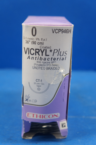 Ethicon VCP946H 0 VICRYL Plus, CT-1 36mm 1/2c Taper, 36 -Box of 26