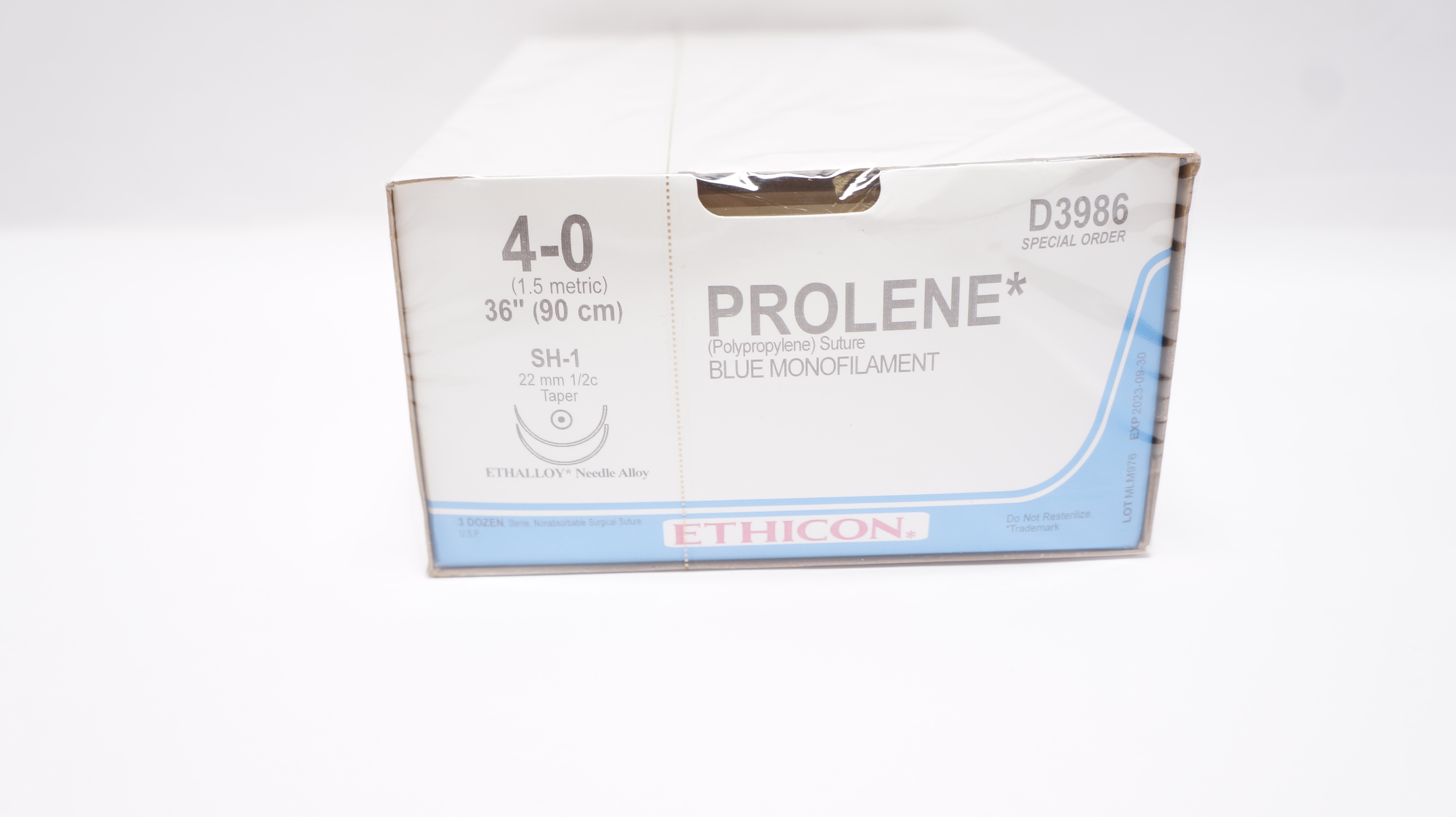 Echicon D3986 4-0 Prolene,  SH-1, 22mm 1/2c Taper, 36inch (x) - Box of 36