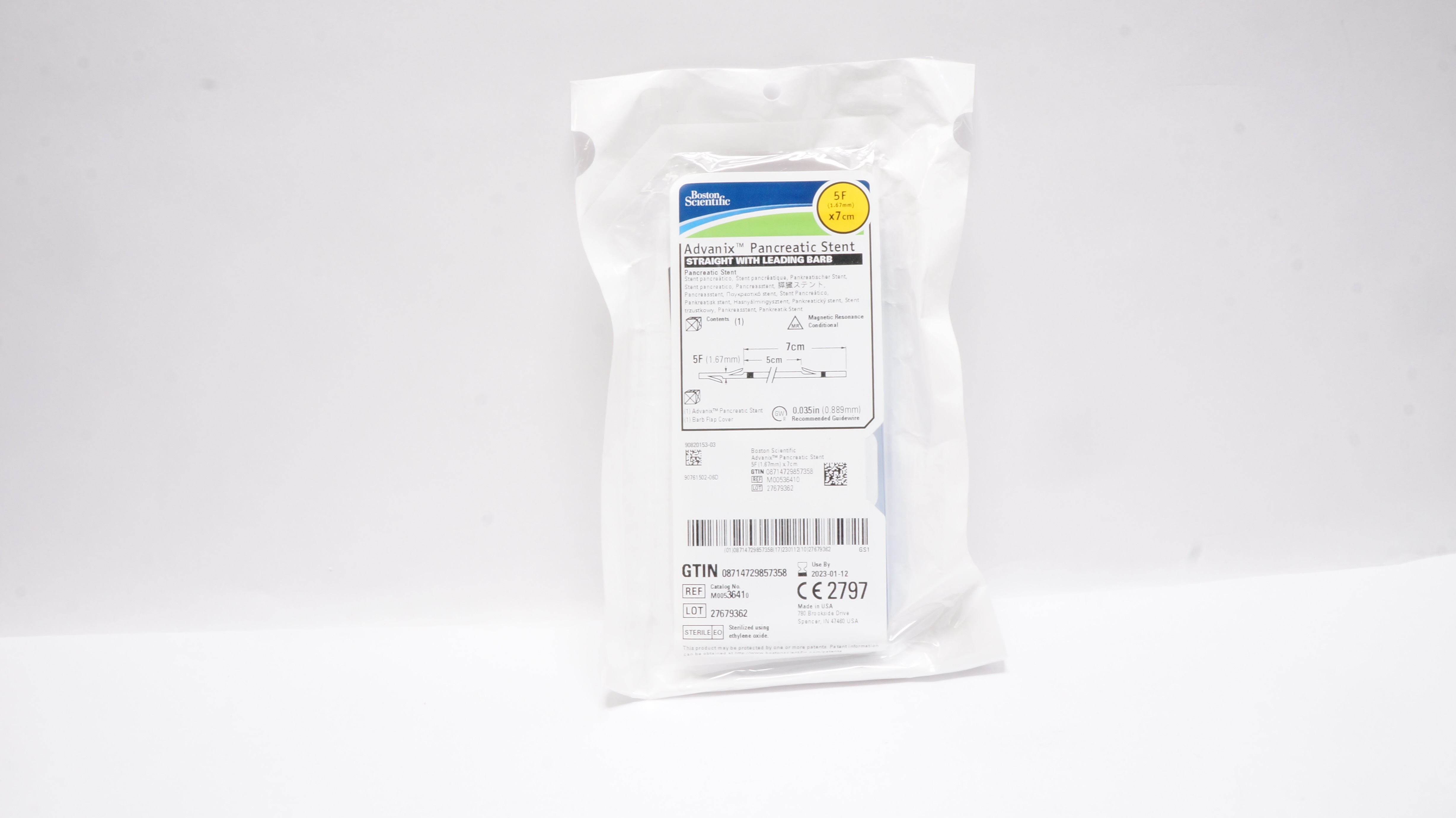 Boston Scientific M00536410 Advanix Pancreatic Stnt Straight 5F x 7cm (x)