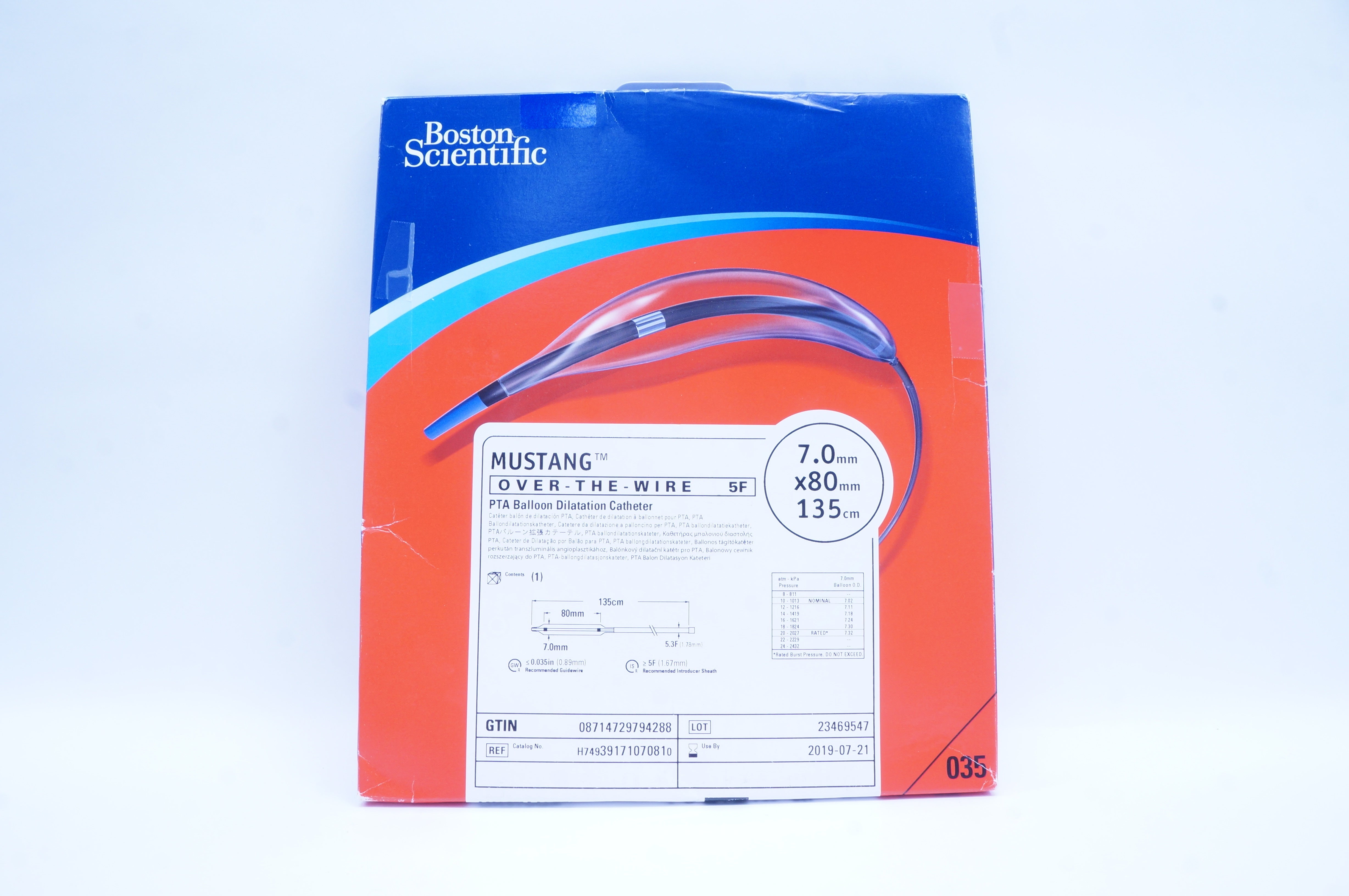 Boston Scientific H74939171070810 Mustang Dilatation Cath. 7.0 x 80mm x 135cm(x)