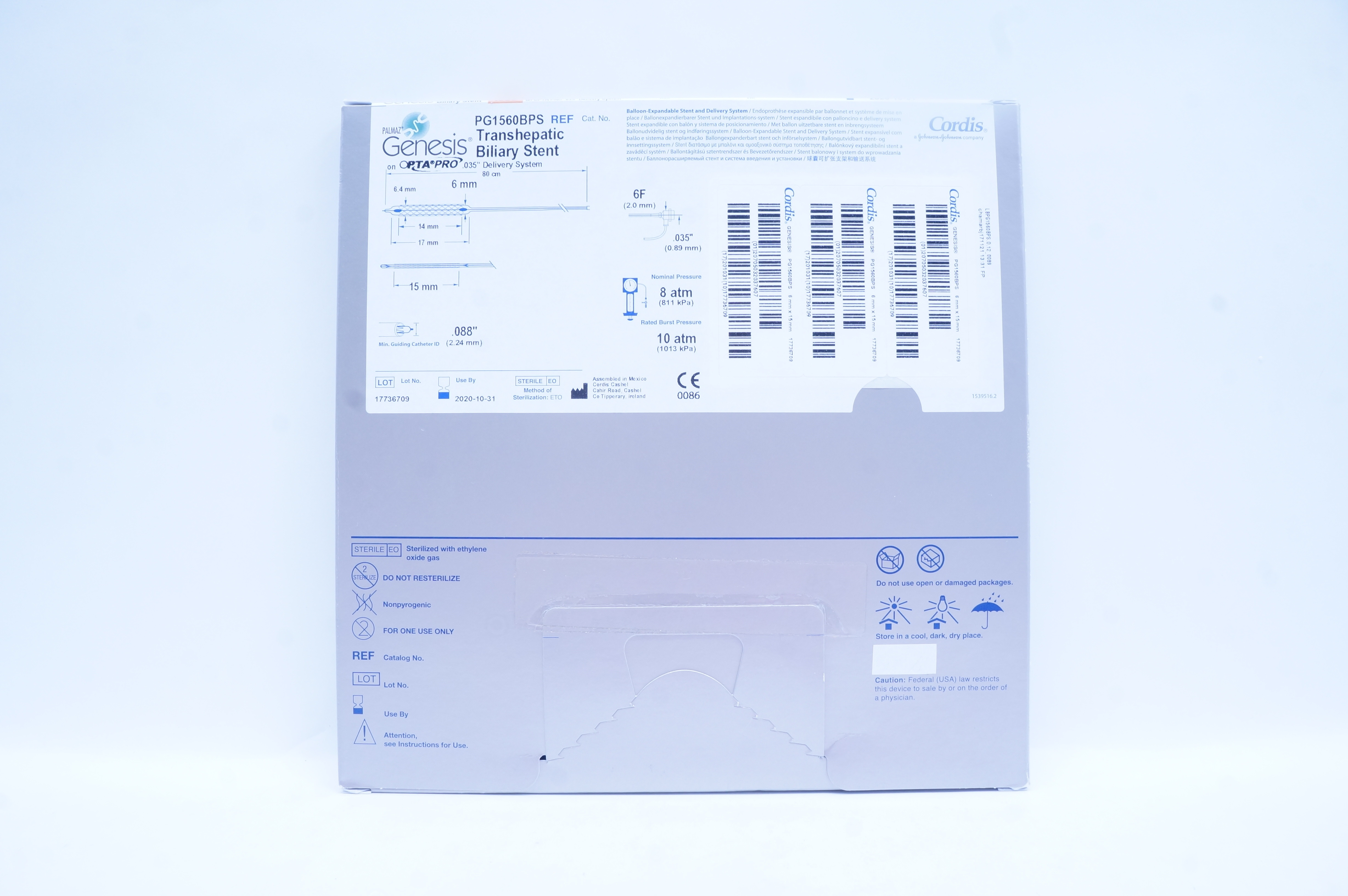 Cordis PG1560BPS Genesis Transhepatic Biliary Stnt. 6mm x 15mm (x)