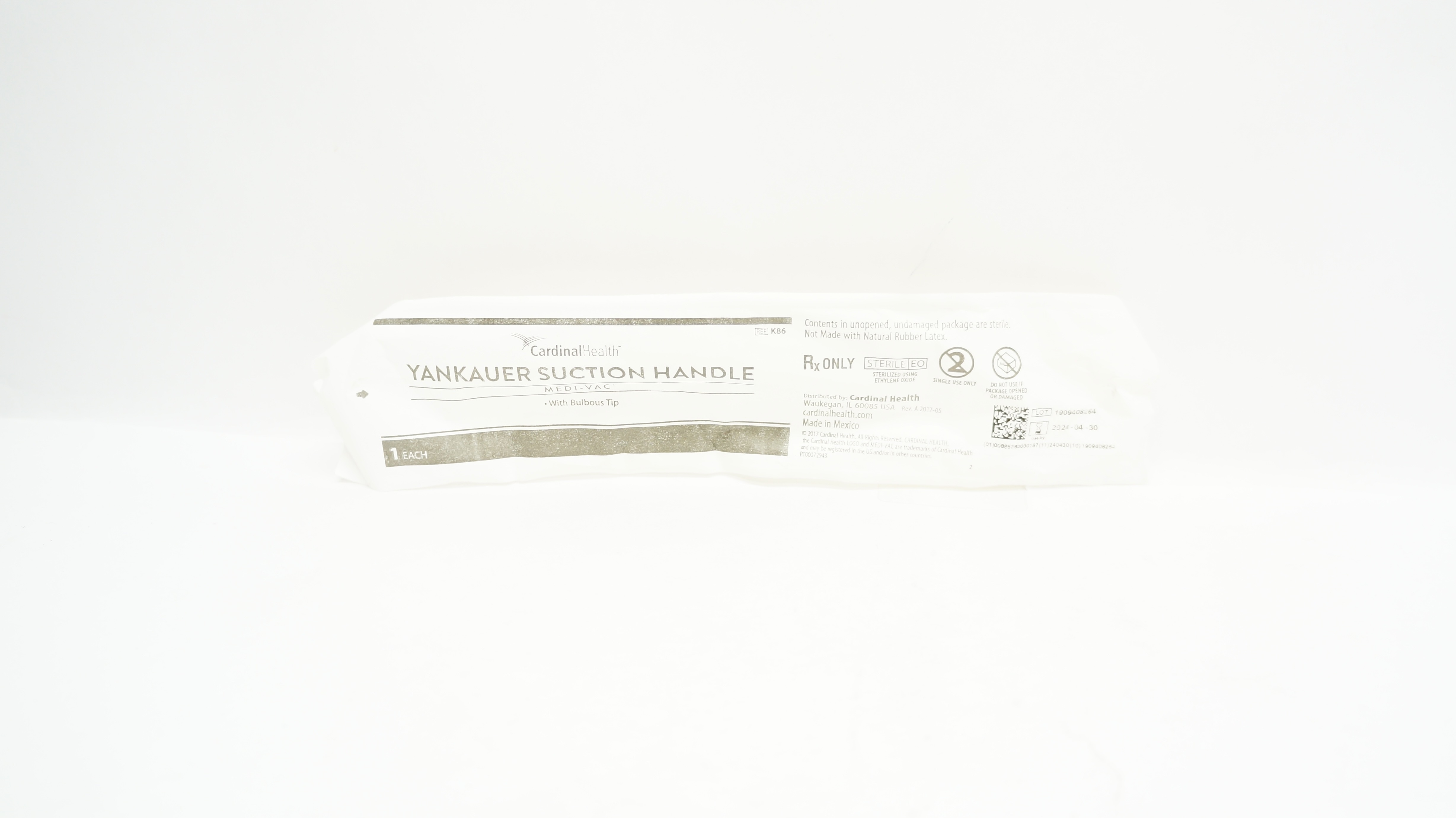 Cardinal Health K86 Medi-Vac Yankauer Suction Handle With Bulbous Tip