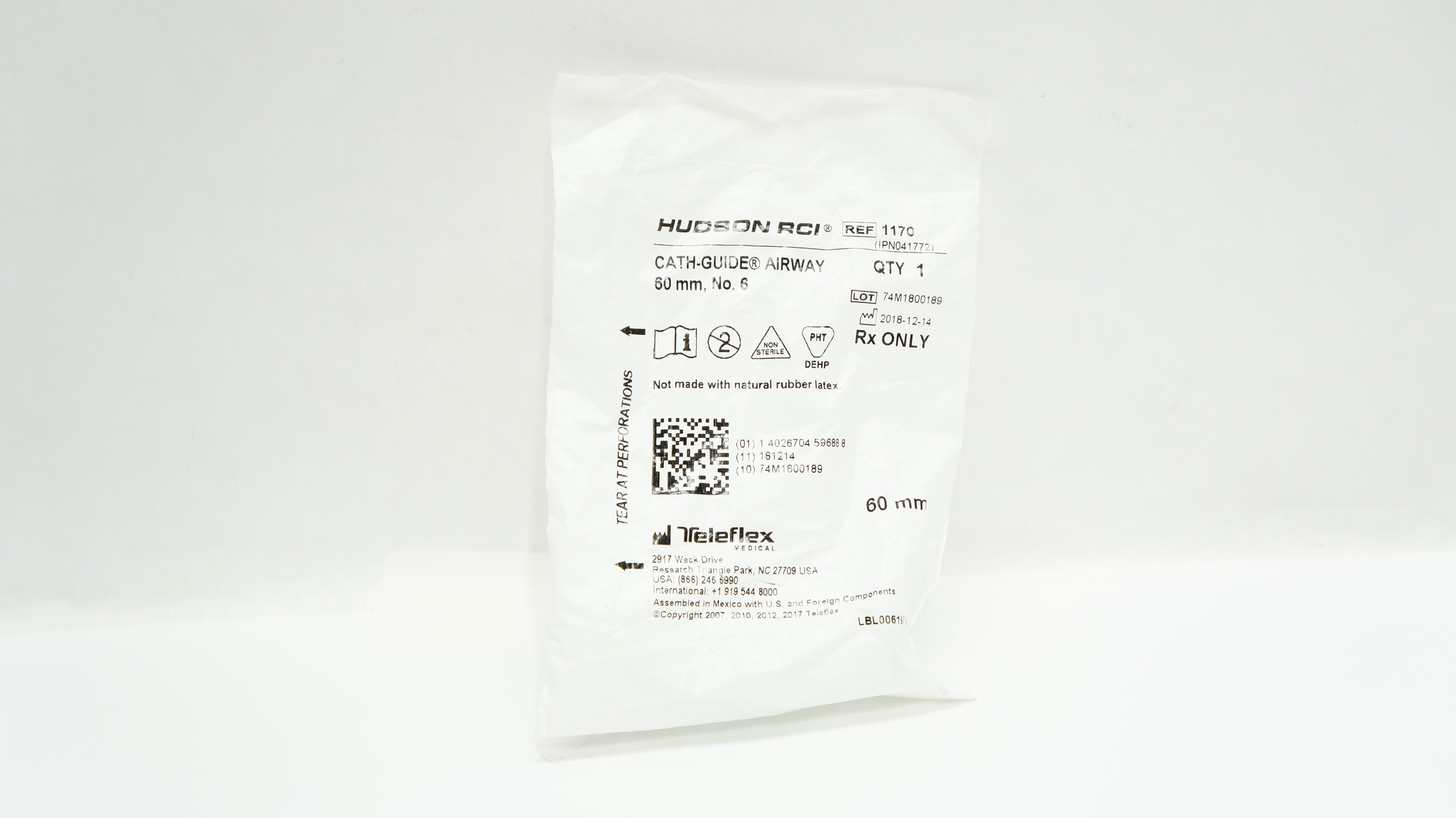 Teleflex 1170 Hudson RCI Cath-Guide Airway 60mm, No.6