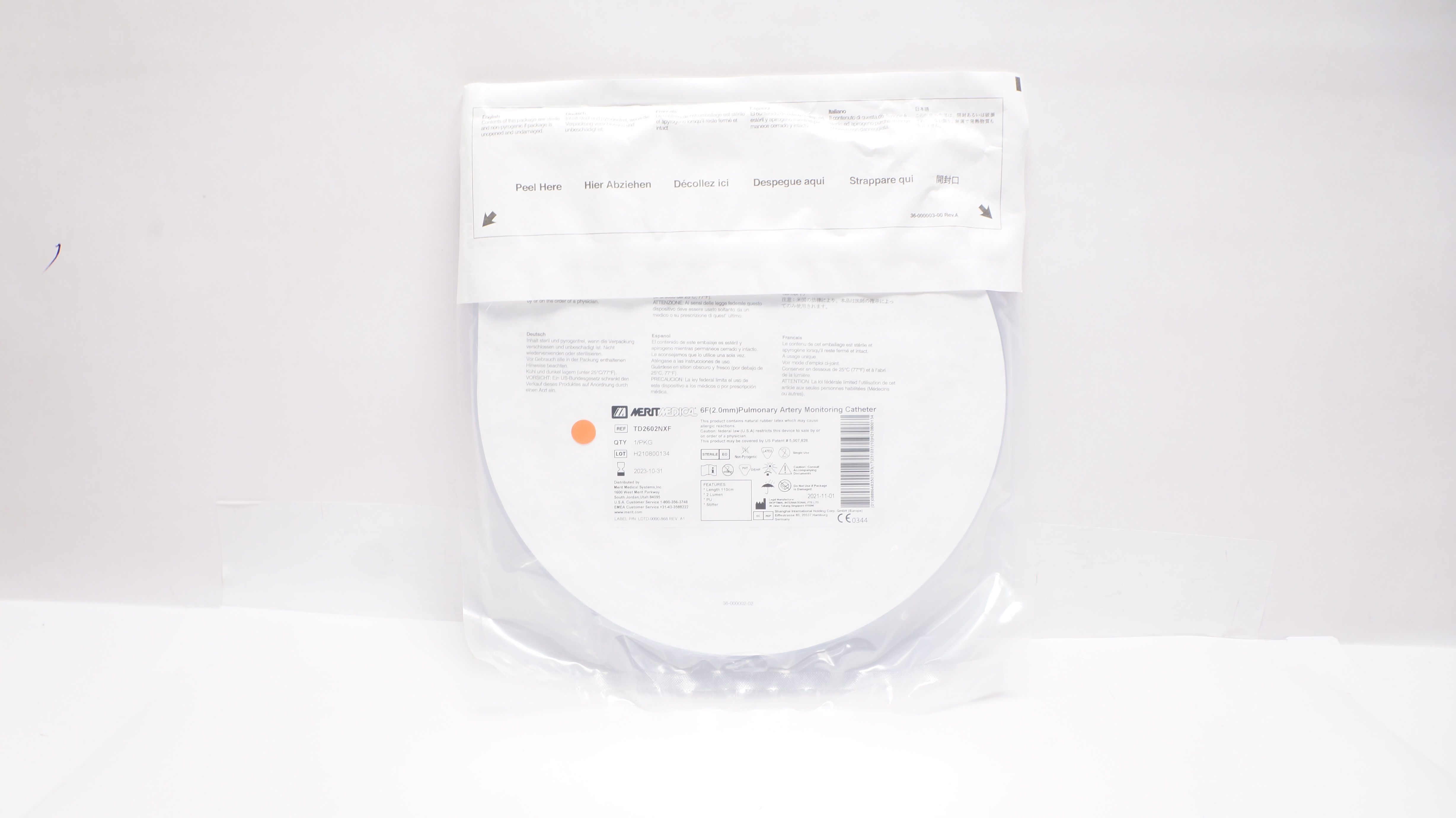 Merit Medical TD2602NXF Pulmonary Artery Monitoring Cath. 6F (x)