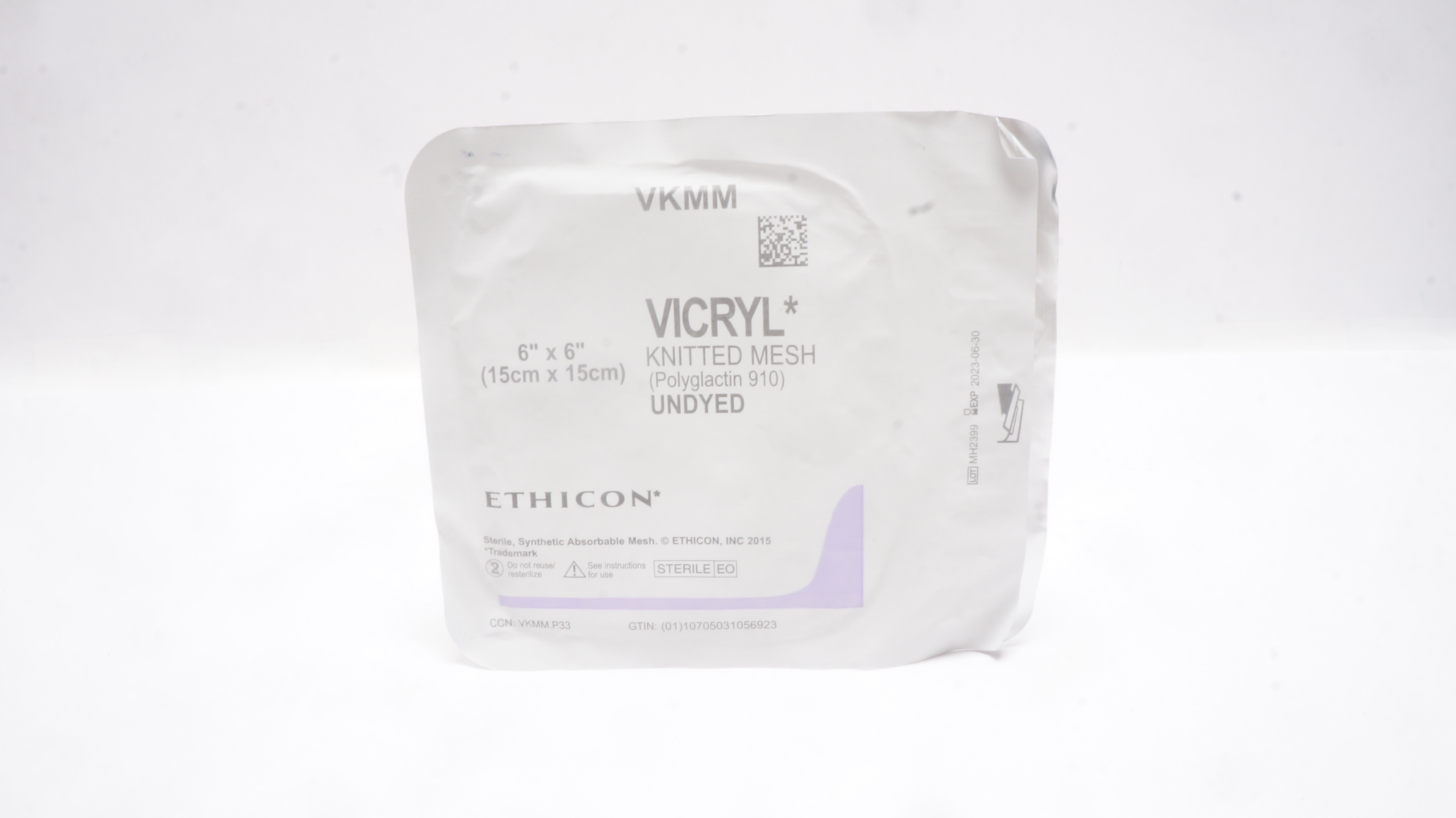 Ethicon VKMM VICRYL Knitted Mesh Polyglactin 910 Undyed Stre 6 x 6 inch (x)