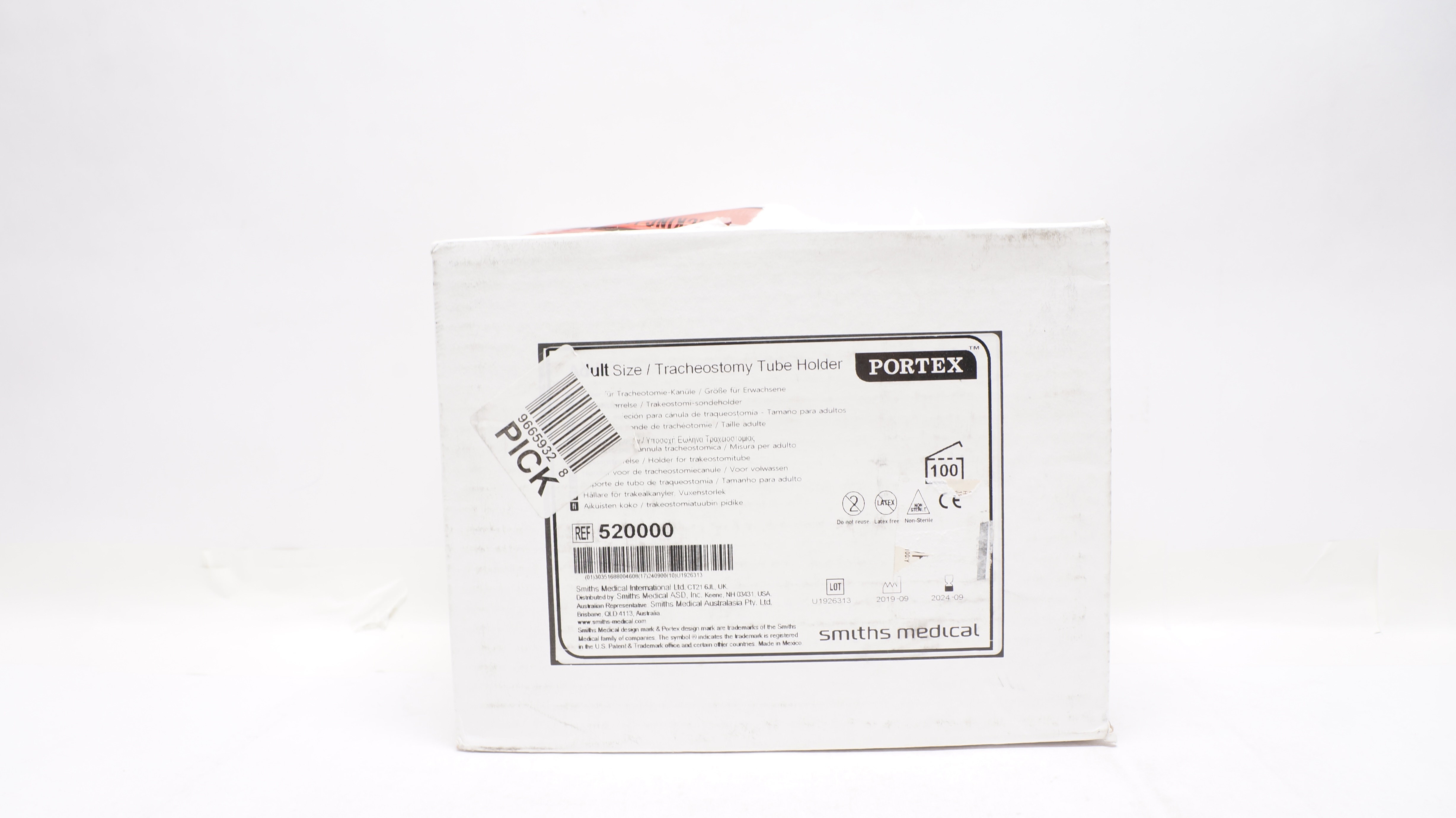 Smiths Medical 520000 Portex Tracheostomy Tube Holder Adult - Box of 100