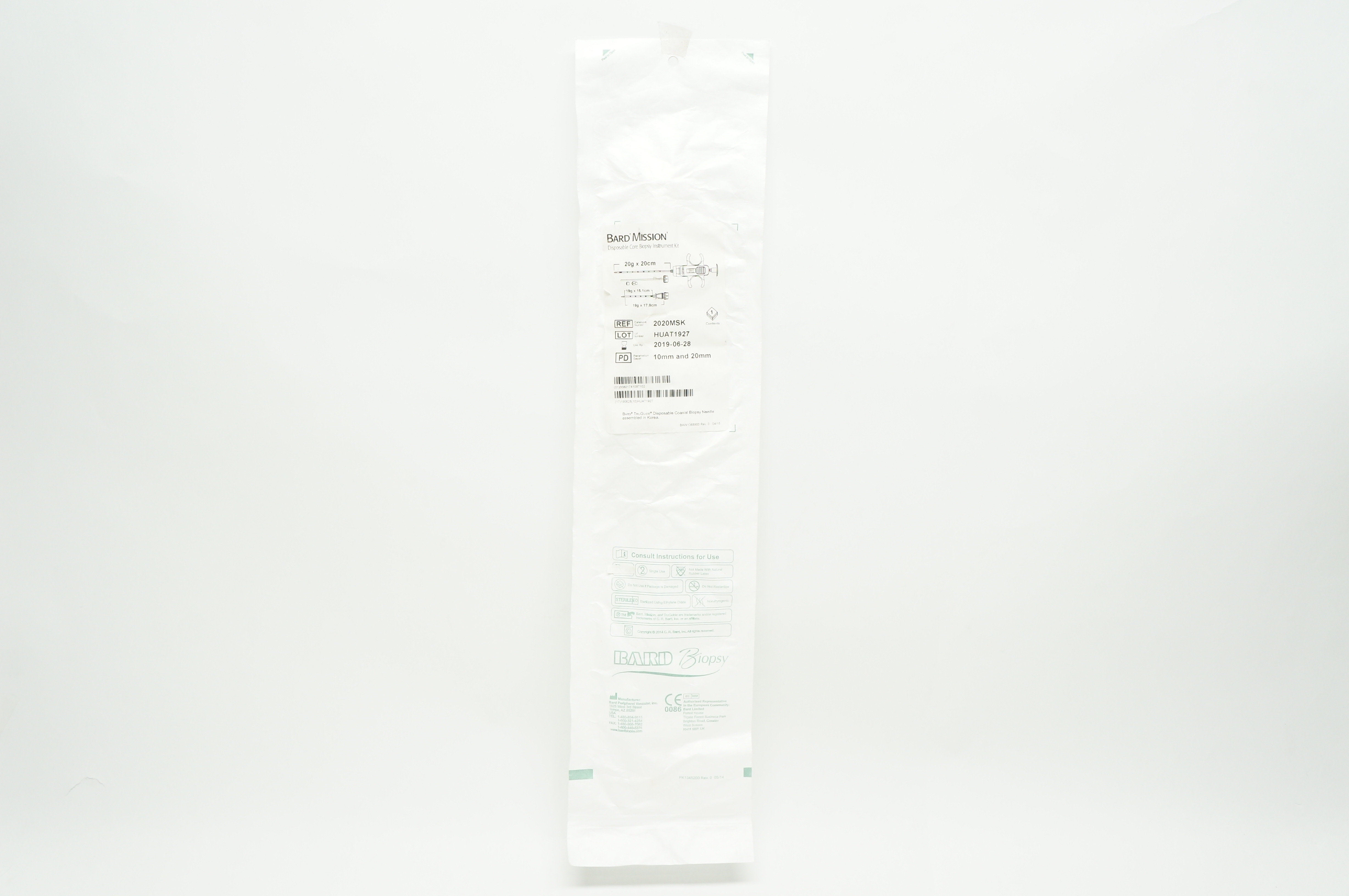 Bard 2020MSK Mission Disposable Core Biopsy Kit 20G x 20cm (x)