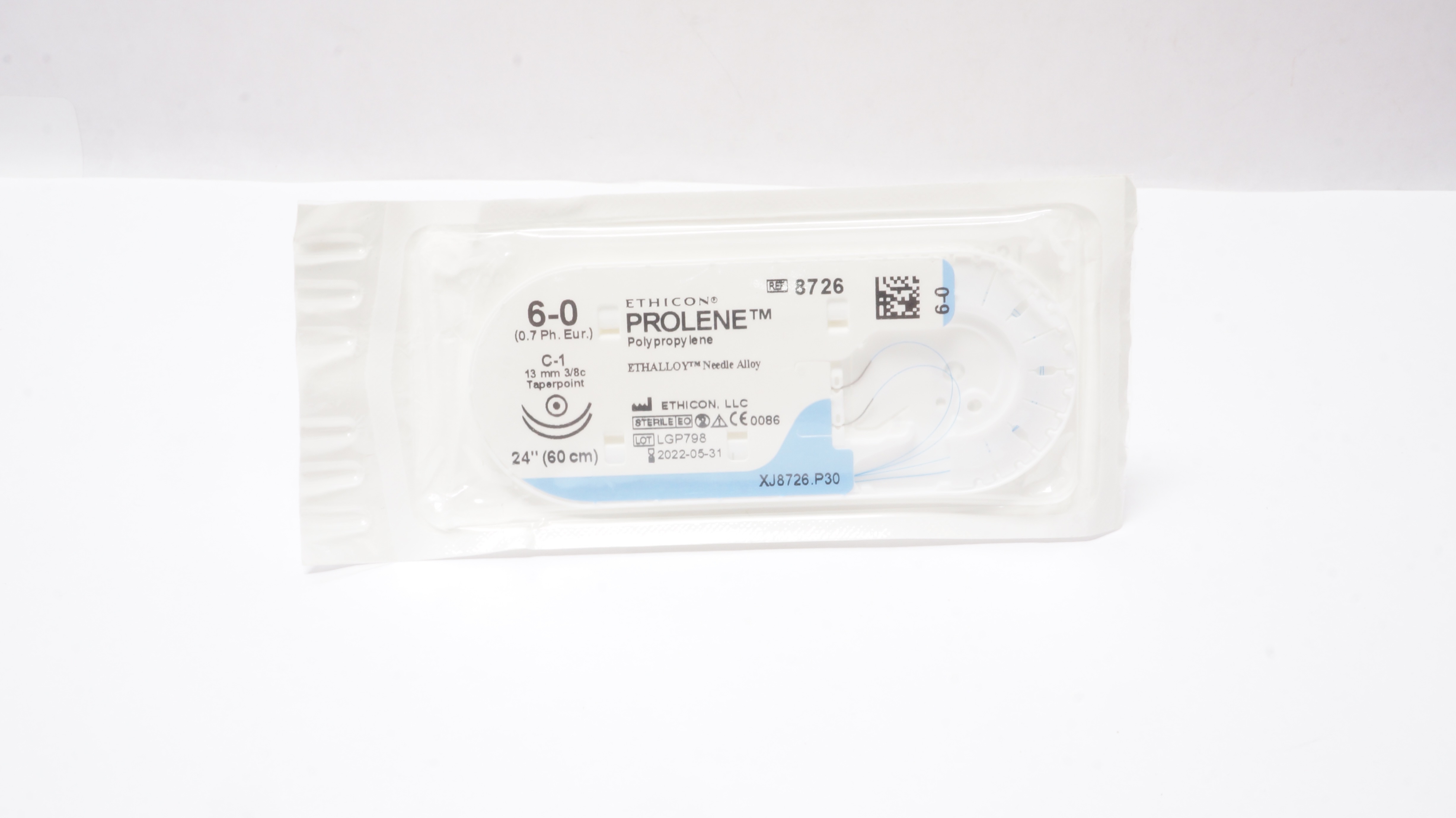 Ethicon 8726 6-0 PROLENE, C-1, 13mm 3/8c Taperpoint, 24inch (x)