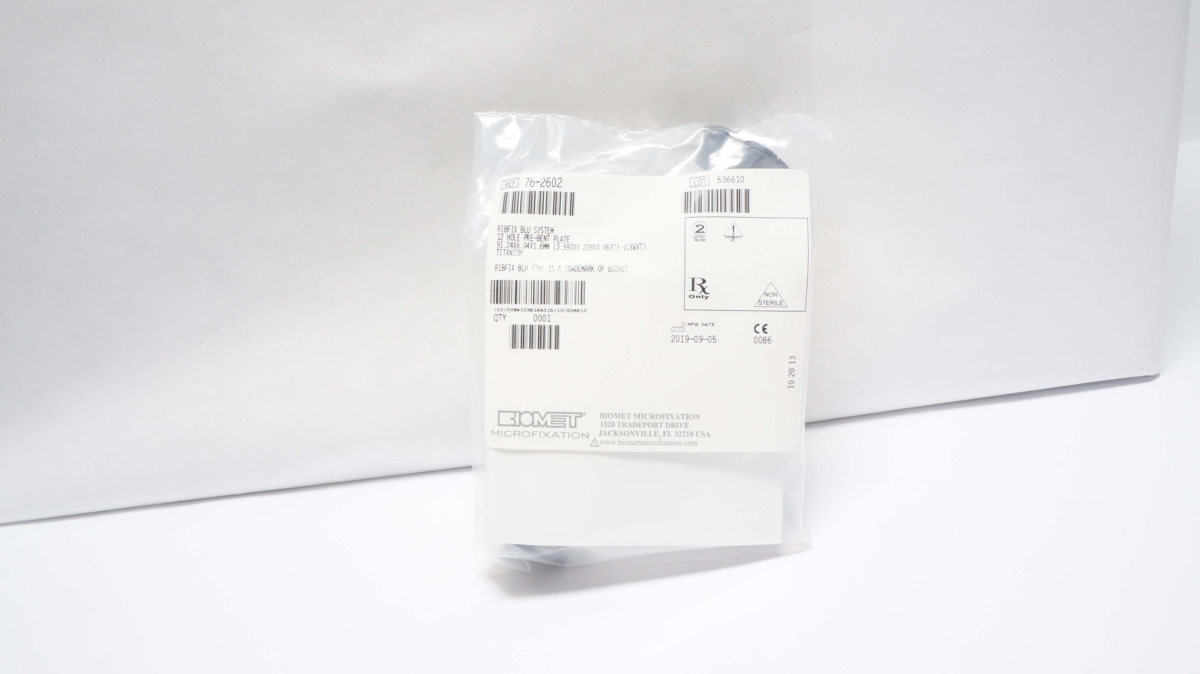 Biomet 76-2602 Ribfix Blu System 12Hole Pre-Bent Plate
