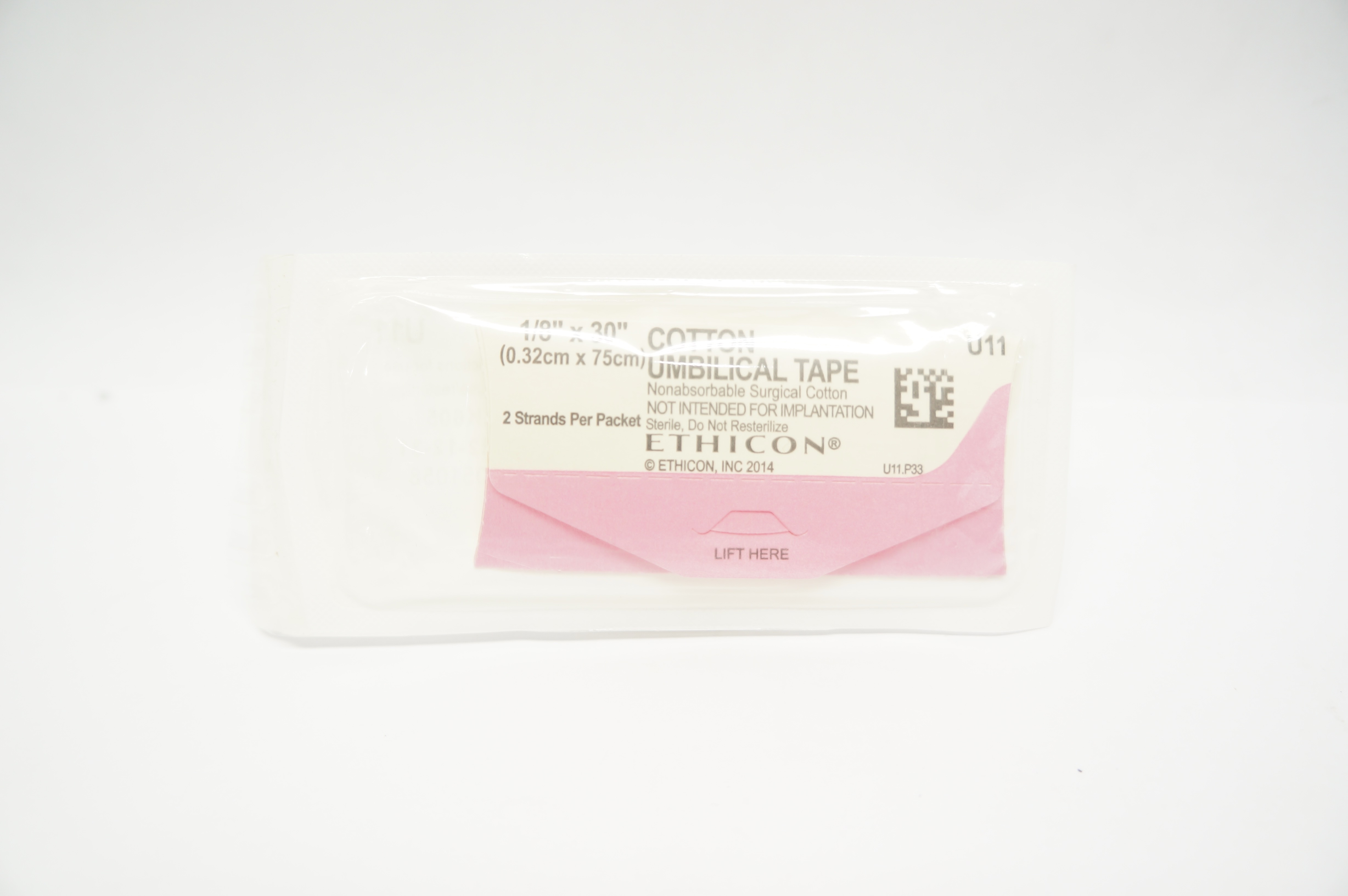Ethicon U11 Cotton Umbilical Tape, 1/8inch x 30inch
