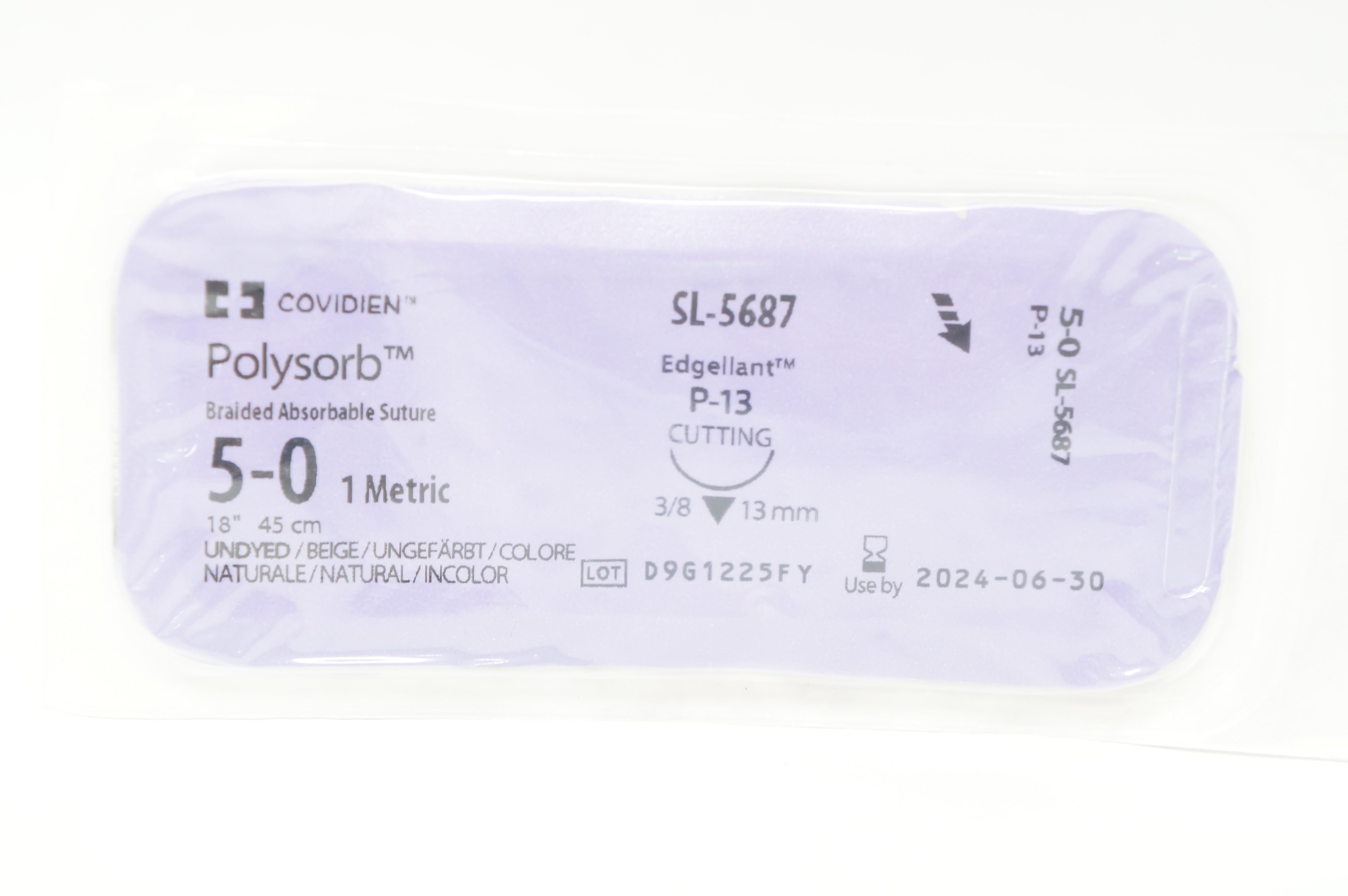 Covidien SL-5687 5-0 POLYSORB P-13 Cutting 3/8c 13mm, 18inch