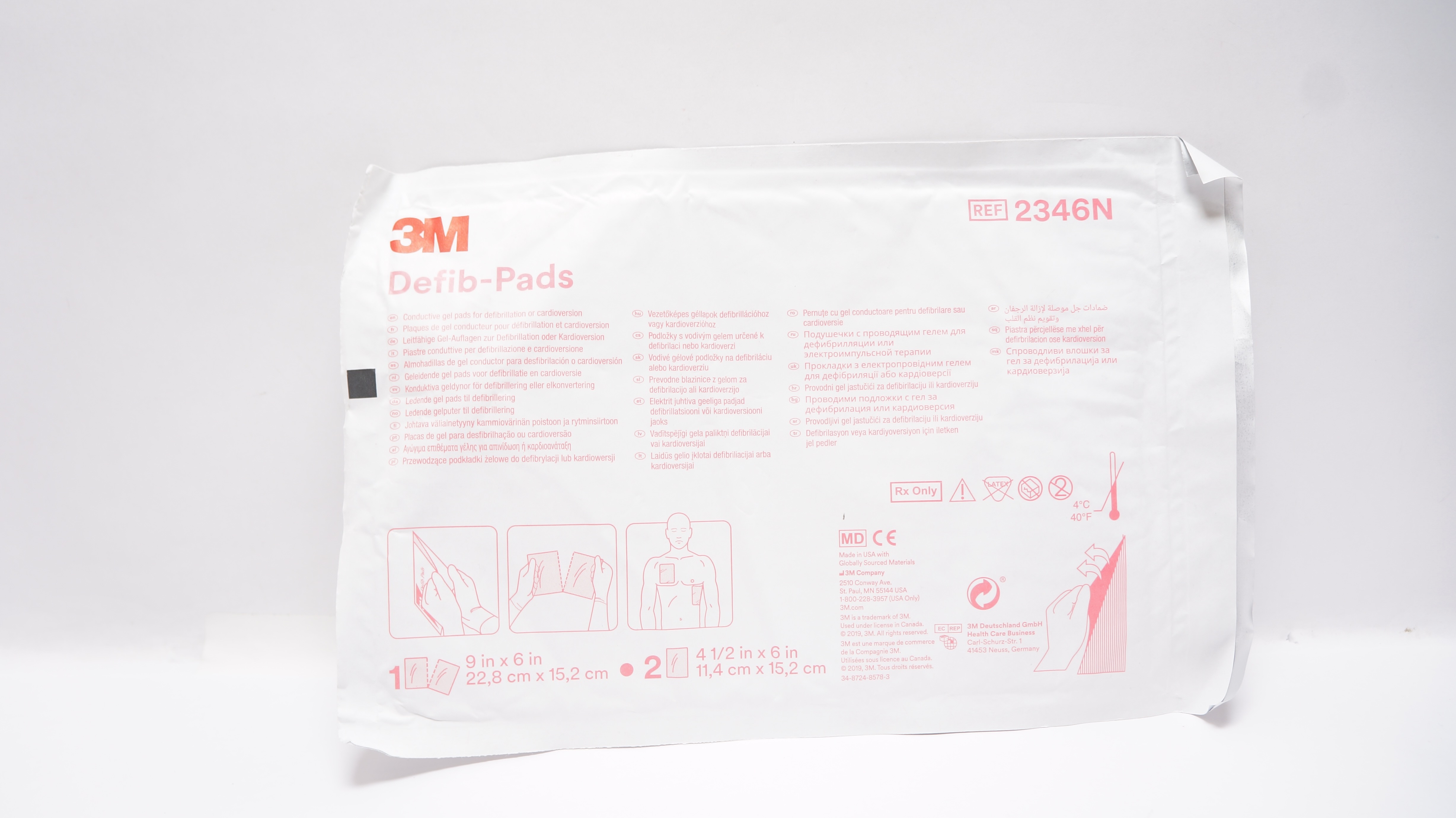 3M 2346N Defib-PaD Conductive Gel Pads 9inch x 6inch 4-1/2inch x 6inch (x)