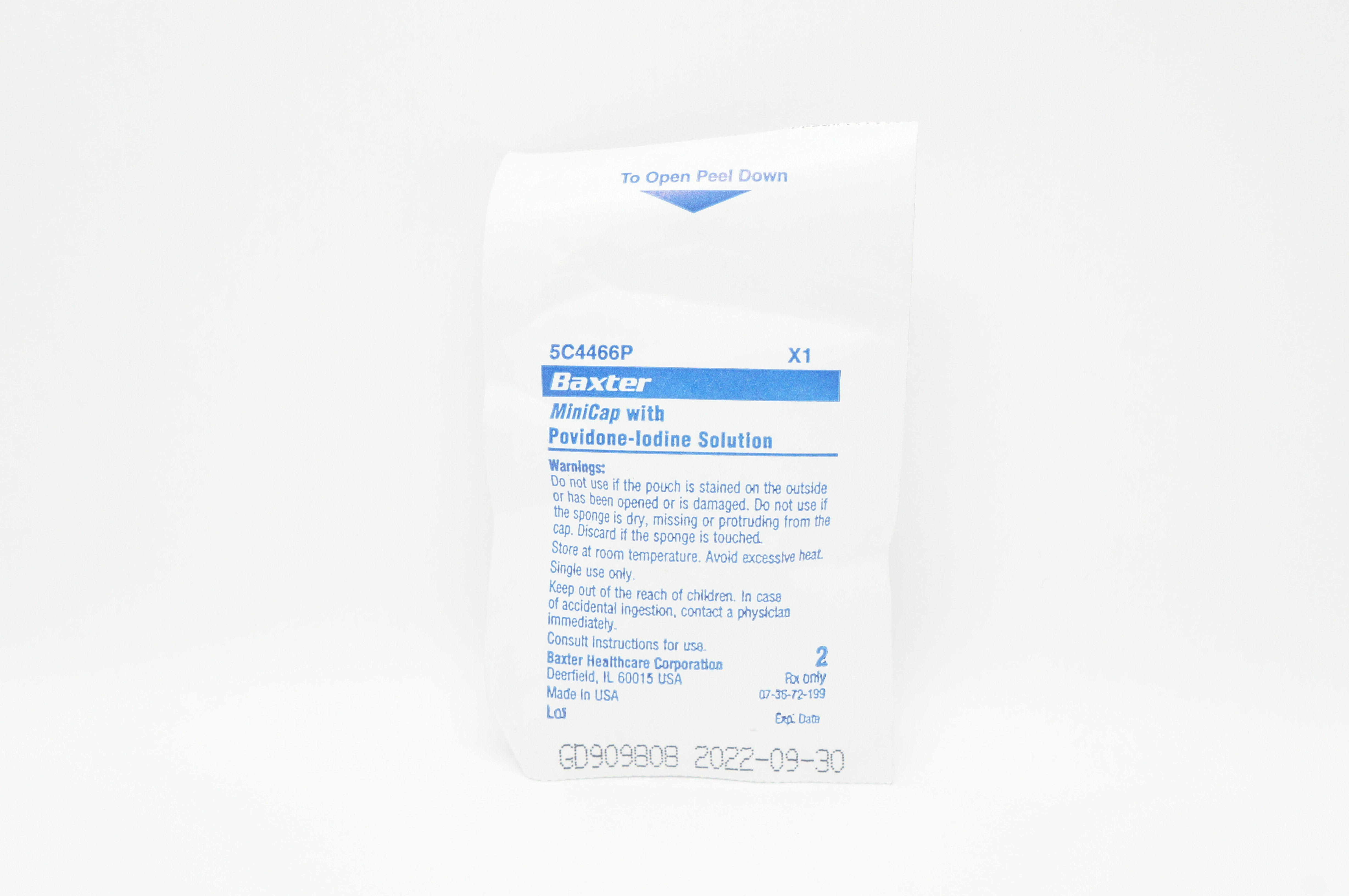 Baxter 5C4466P MiniCap with Povidone-Iodine Solution