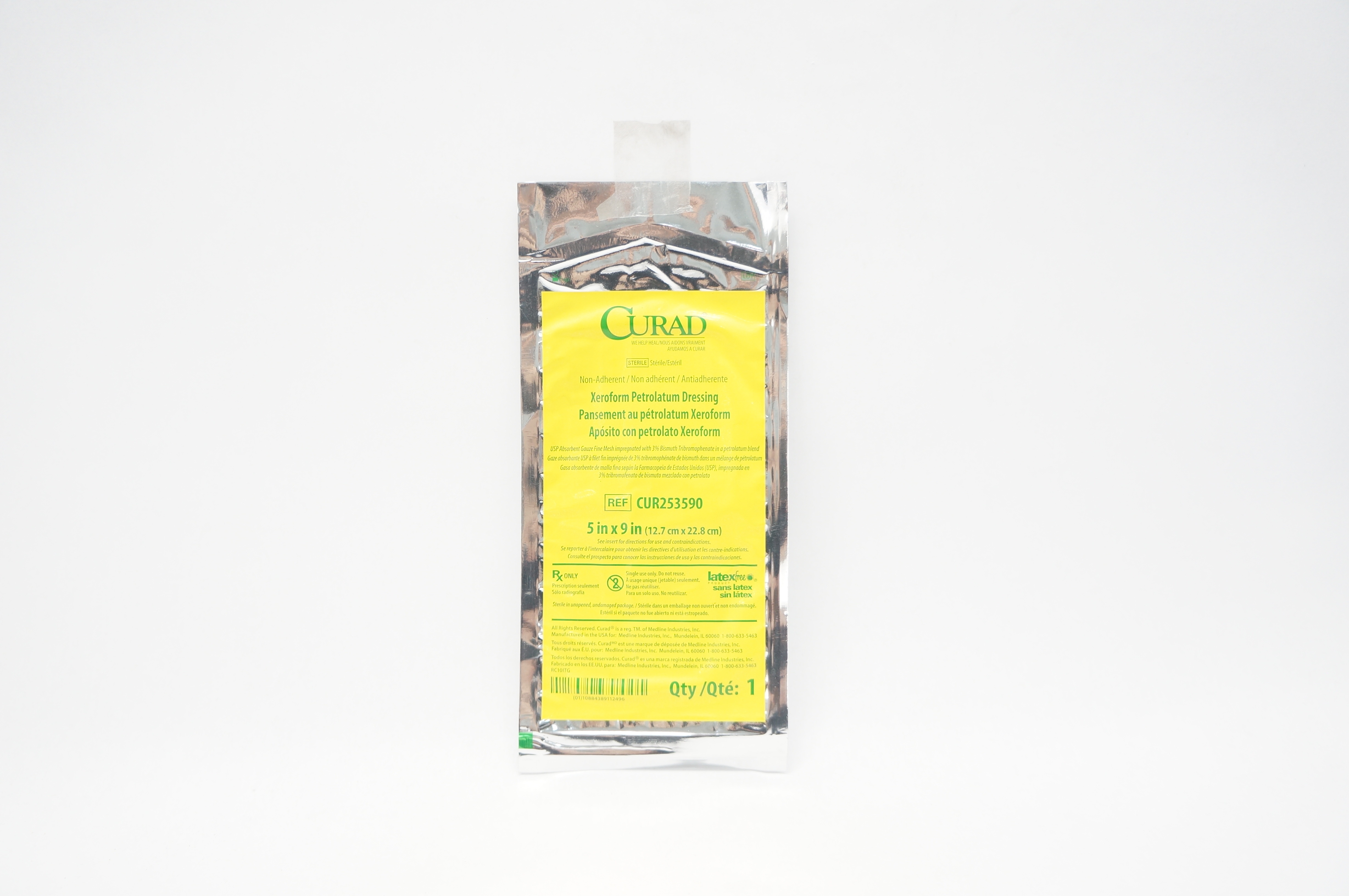 Medline CUR253590 Curad Xeroform Petrolatum Dressing 5 inch x 9 inch (x)