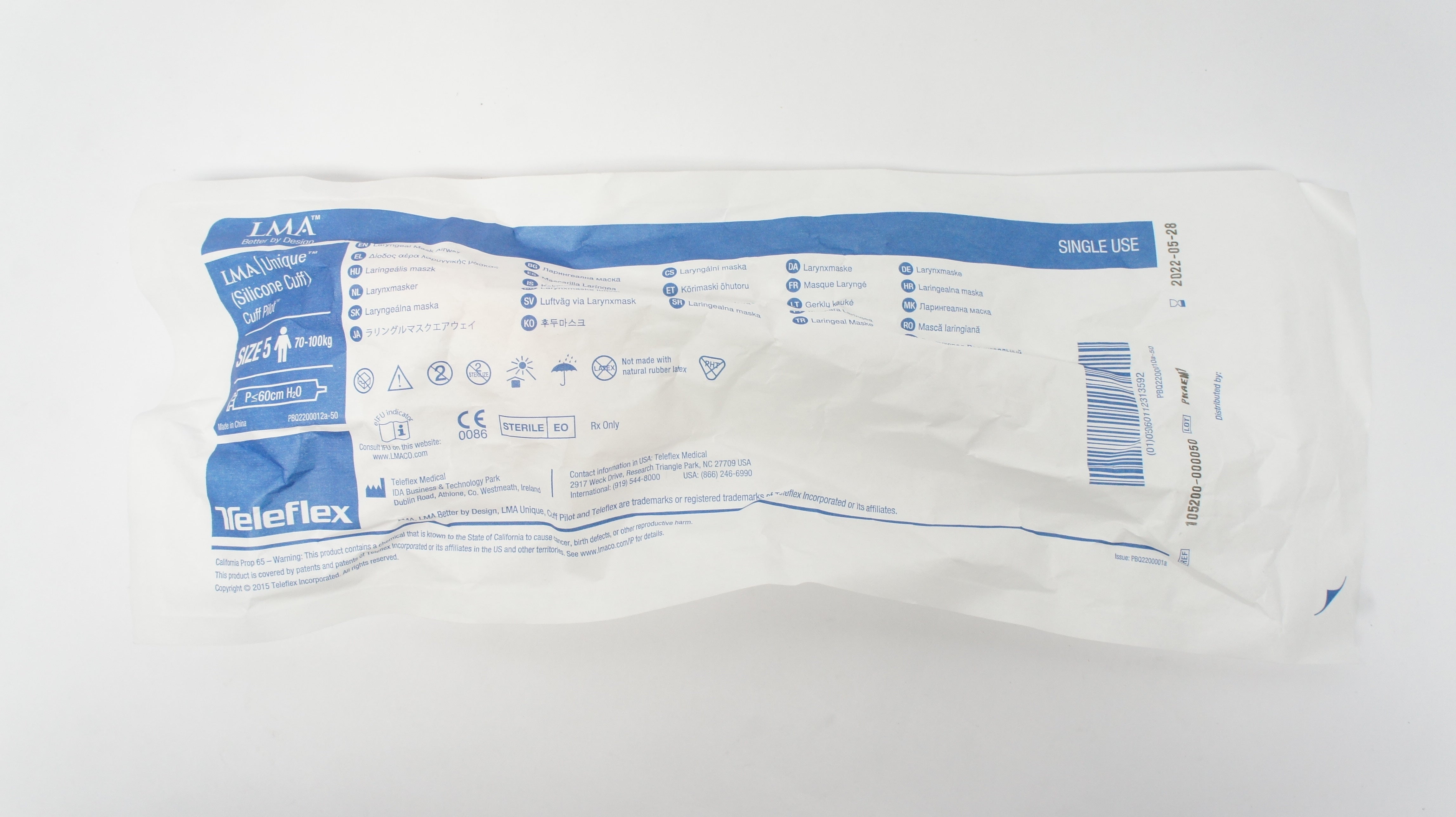 Teleflex 105200-000050 LMA Unique Laryngeal Mask Airway Size: 5 70-100kg (x)