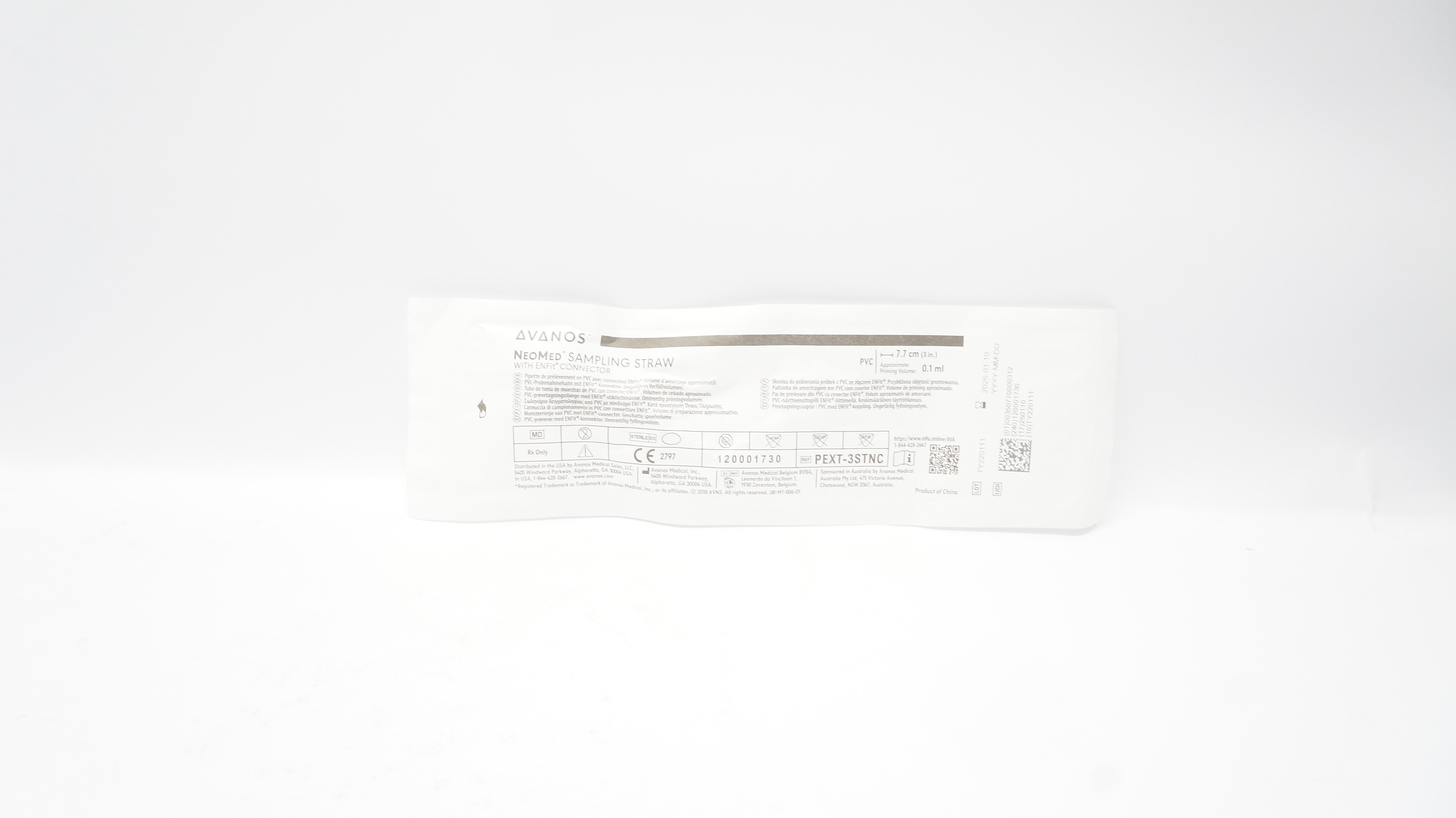 Avanos PEXT-3STNC NeoMed Sampling Straw w/ENFIT Connector 3inch x 0.1ml (x)