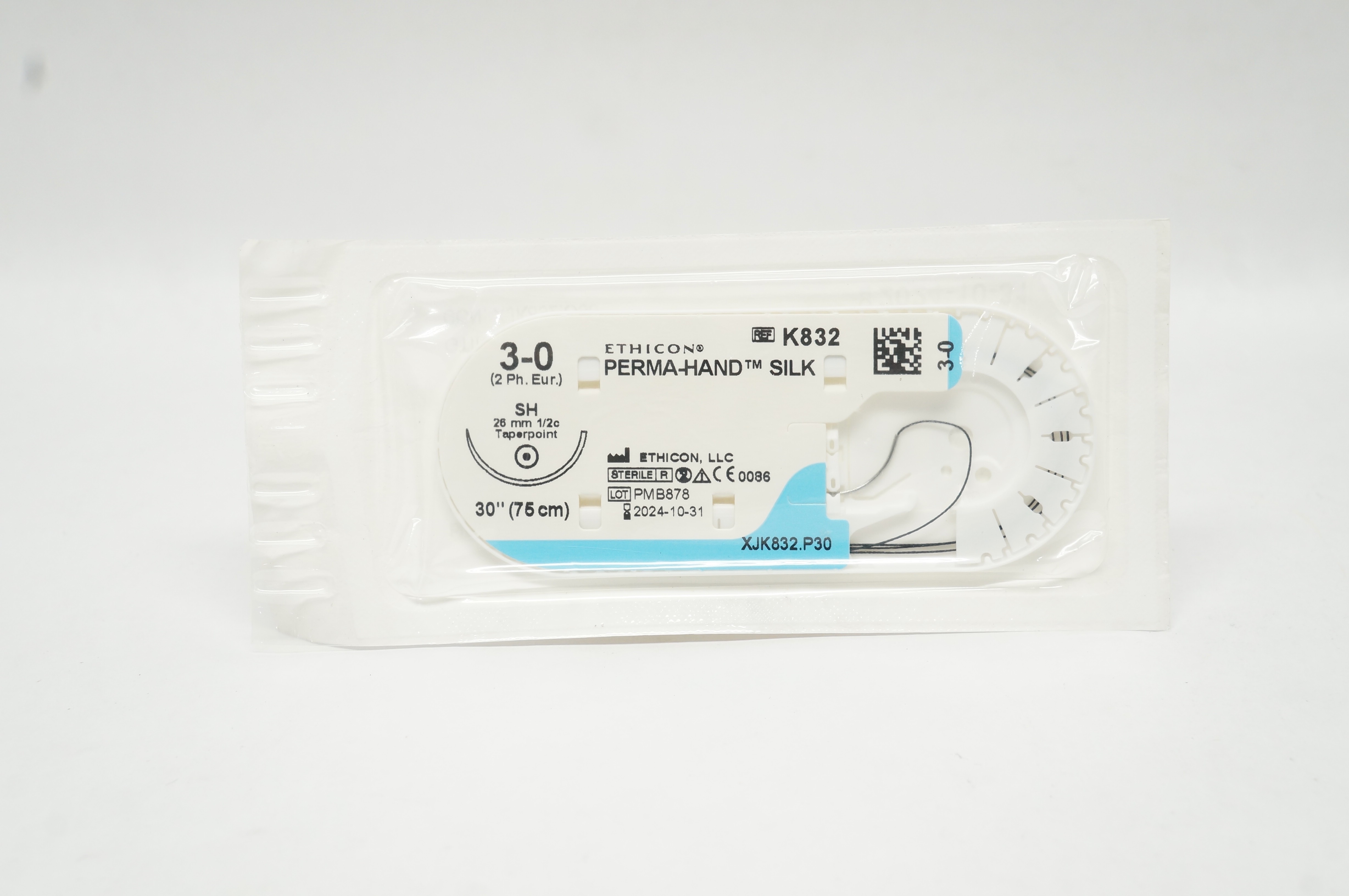 Ethicon K832 3-0 PERMA-HAND SILK SH 26mm 1/2c Taperpoint 30inch