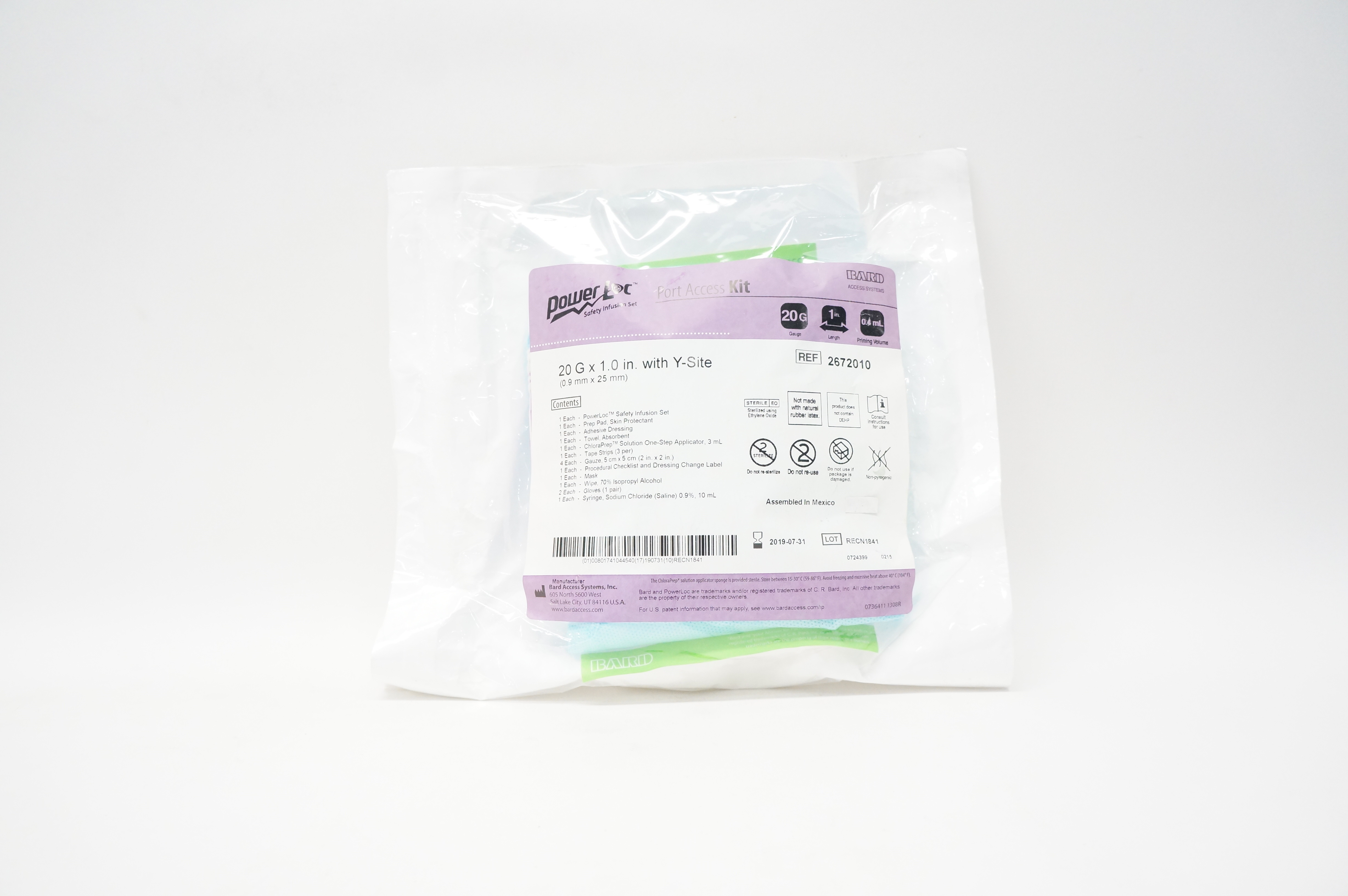 Bard 2672010 Power Loc Port Access Kit 20G x 1inch with Y-Site (x)