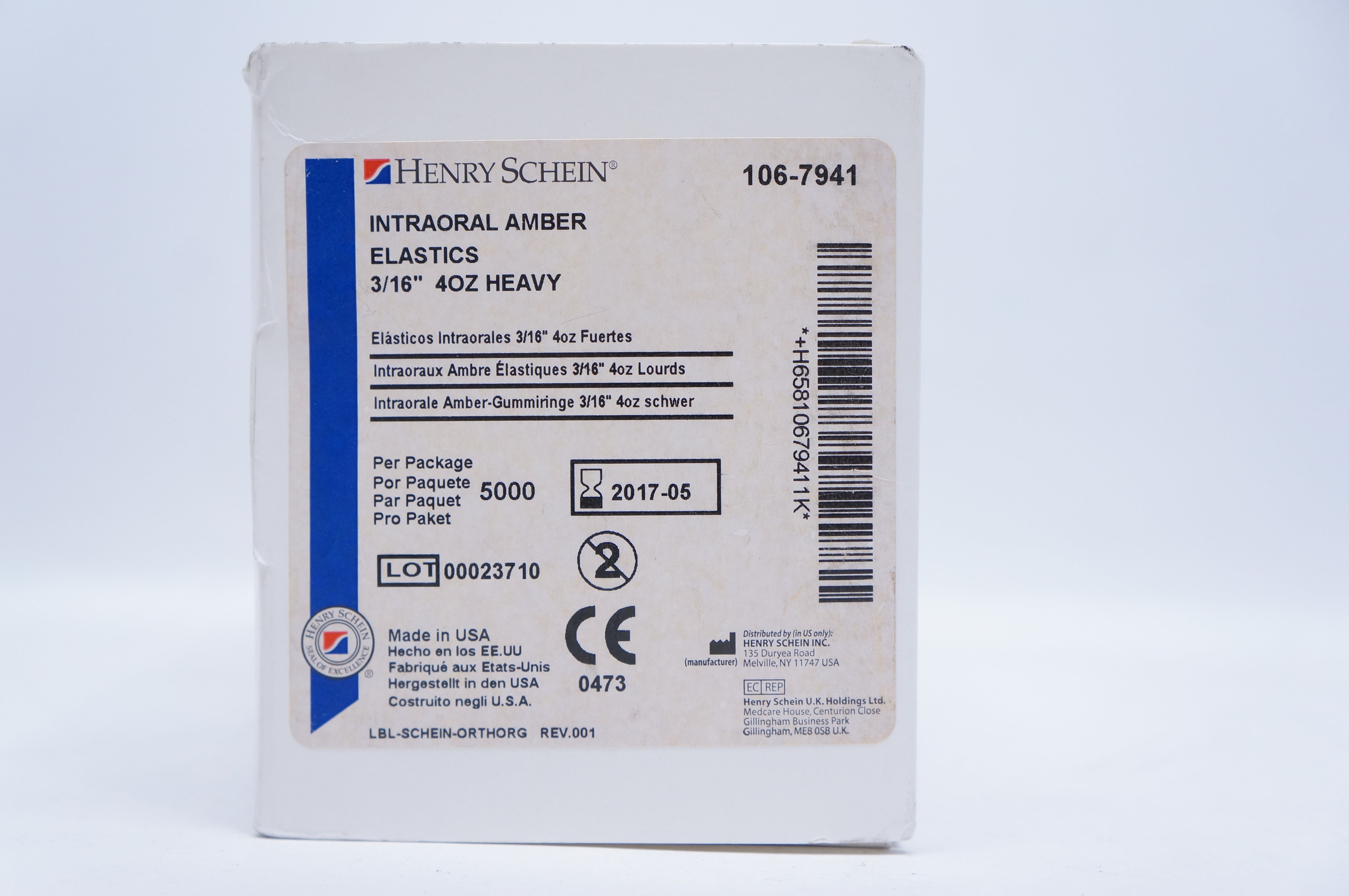 Henry Schein 106-7941 Intraoral Amber Elastics 3/16inch, 4oz (x) - Box of 5000