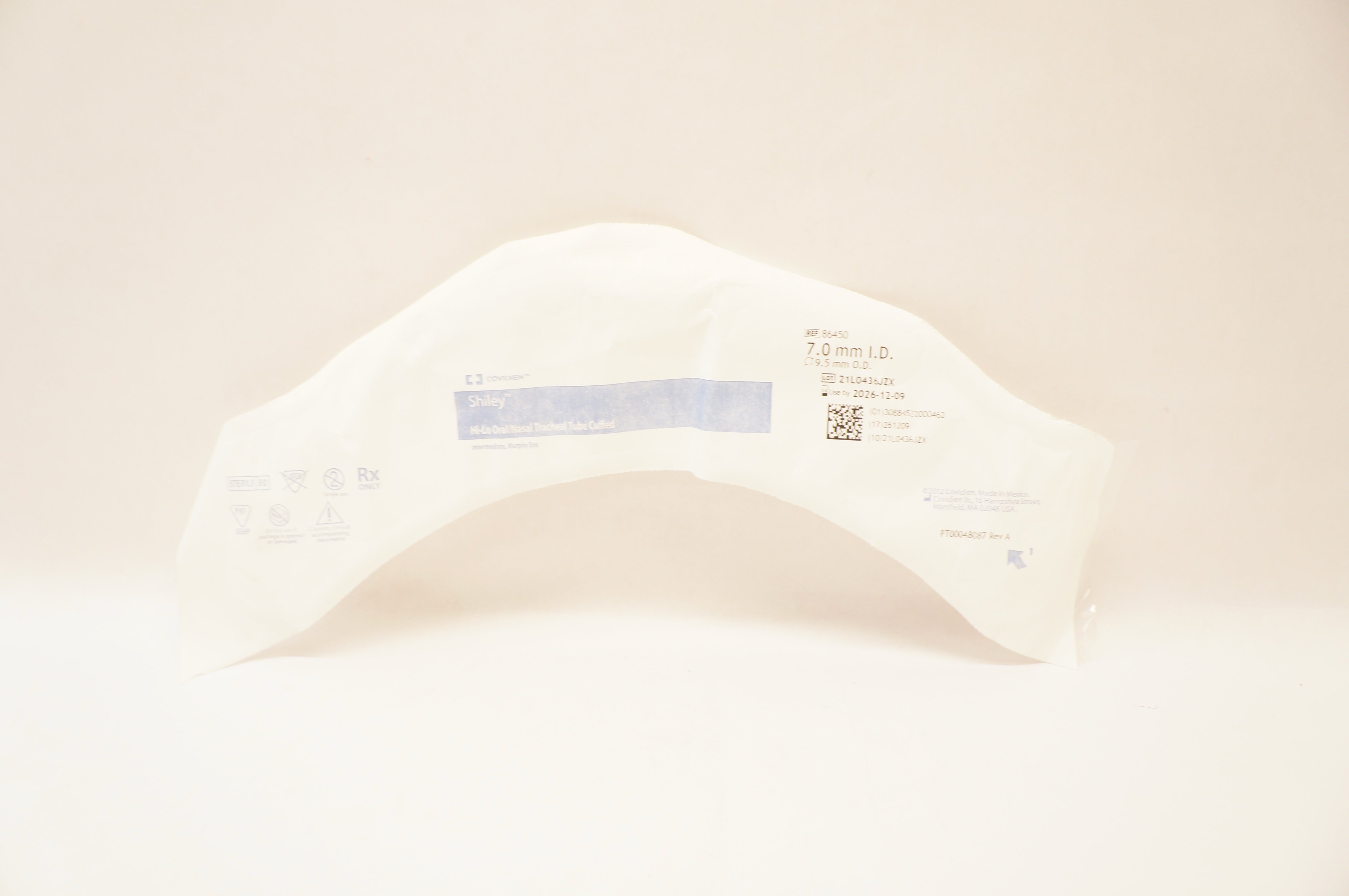 Covidien 86450 Shiley Hi-Lo Oral/Nasal Tracheal Tube 7mm x 9.5mm