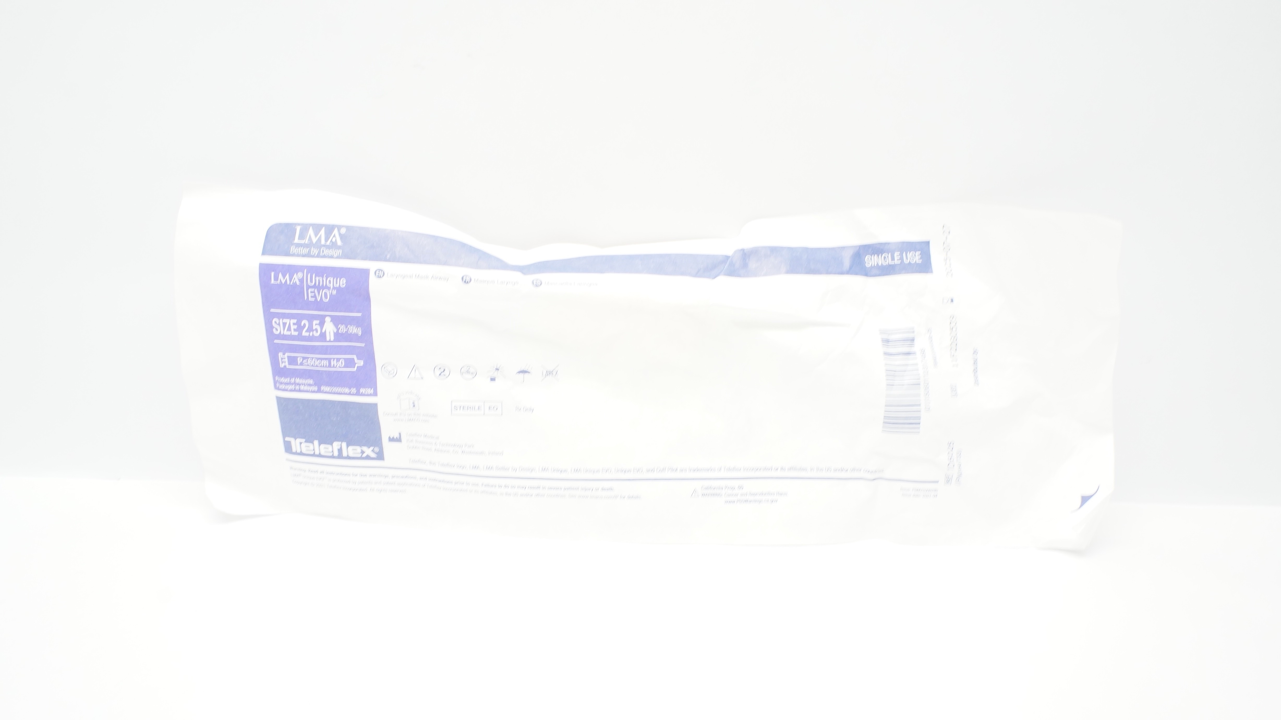 Teleflex 1D5025 LMA Unique EVO Laryngeal Mask Airway, Size 2.5 20-30kg