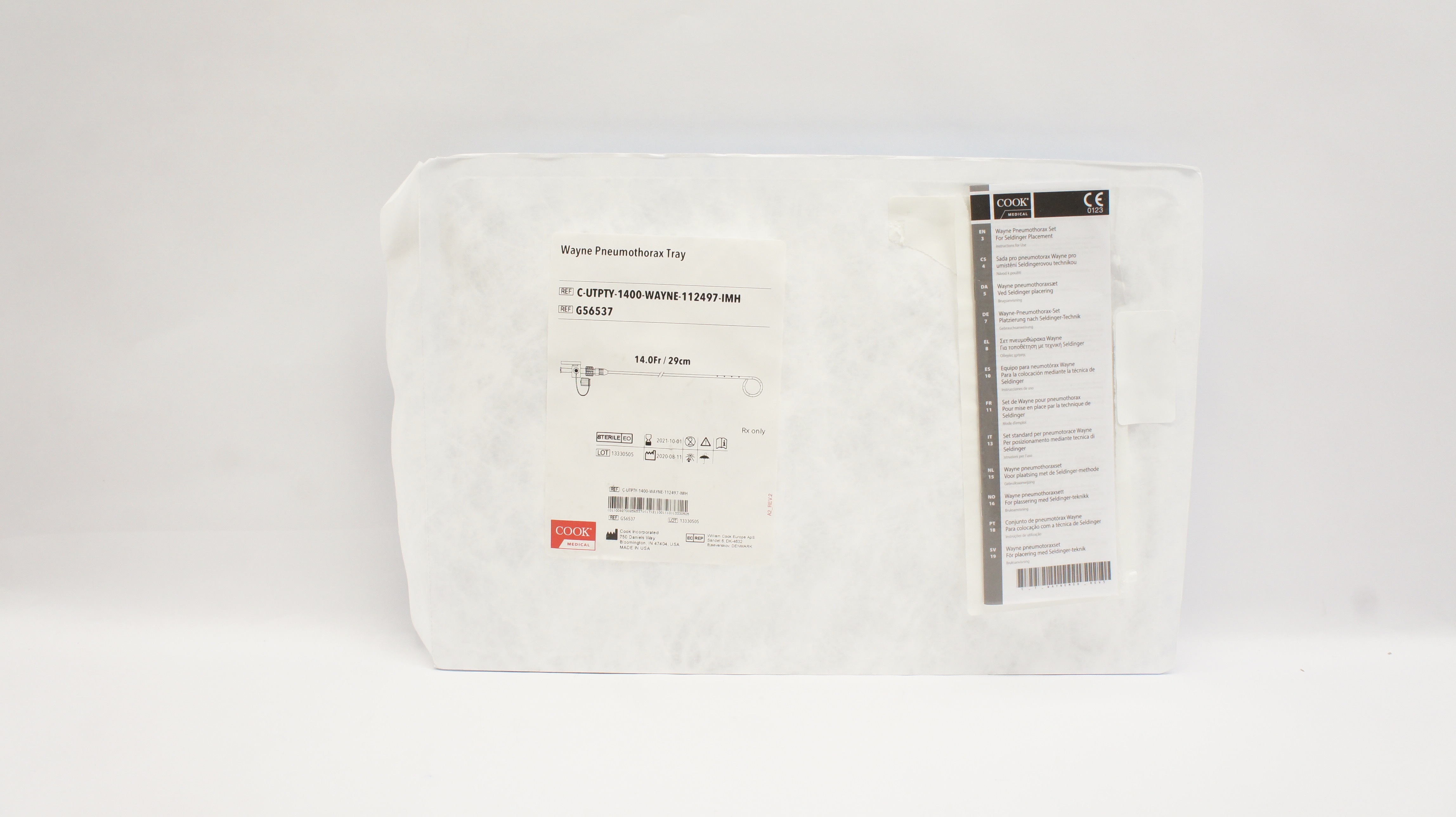 Cook Medical G56537 Wayne Pneumothorax Tray 14.0Fr x 29cm (x)