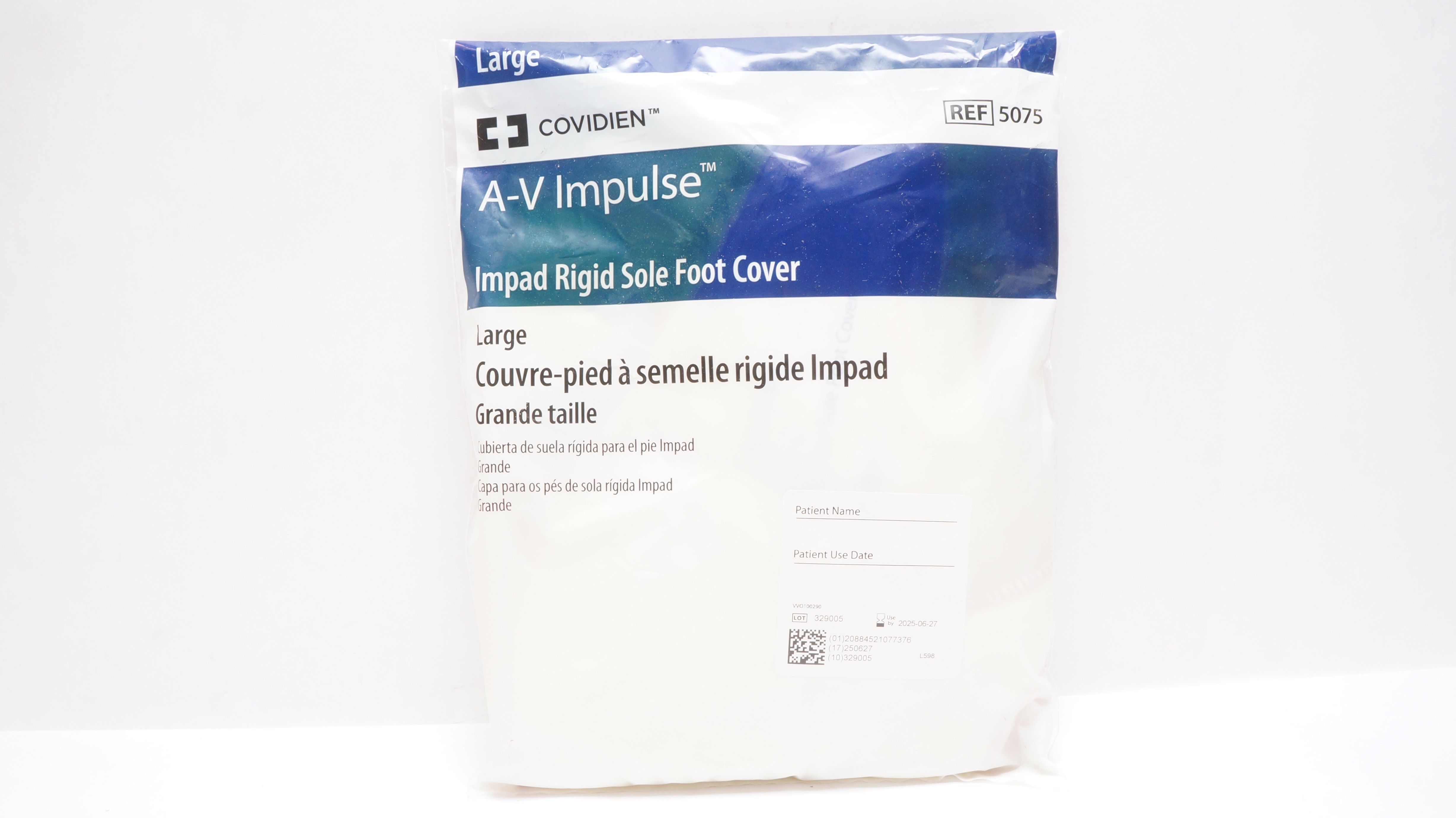 Covidien 5075 A-V Impulse Impad Rigid Sole Foot Cover, Large <12inch