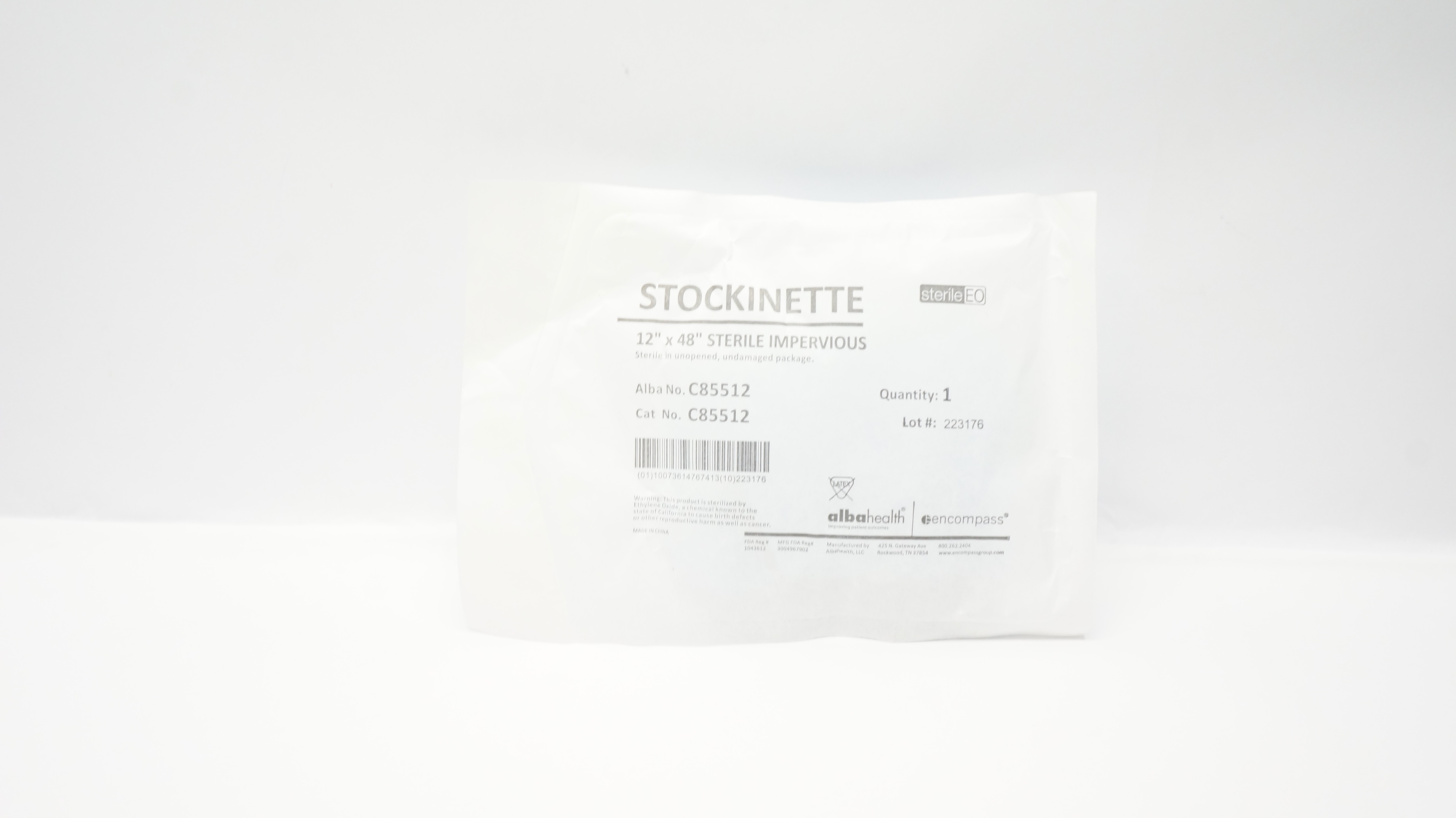 Alba Health C85512 Stockinette Sterile Impervious 12in. x 48in.