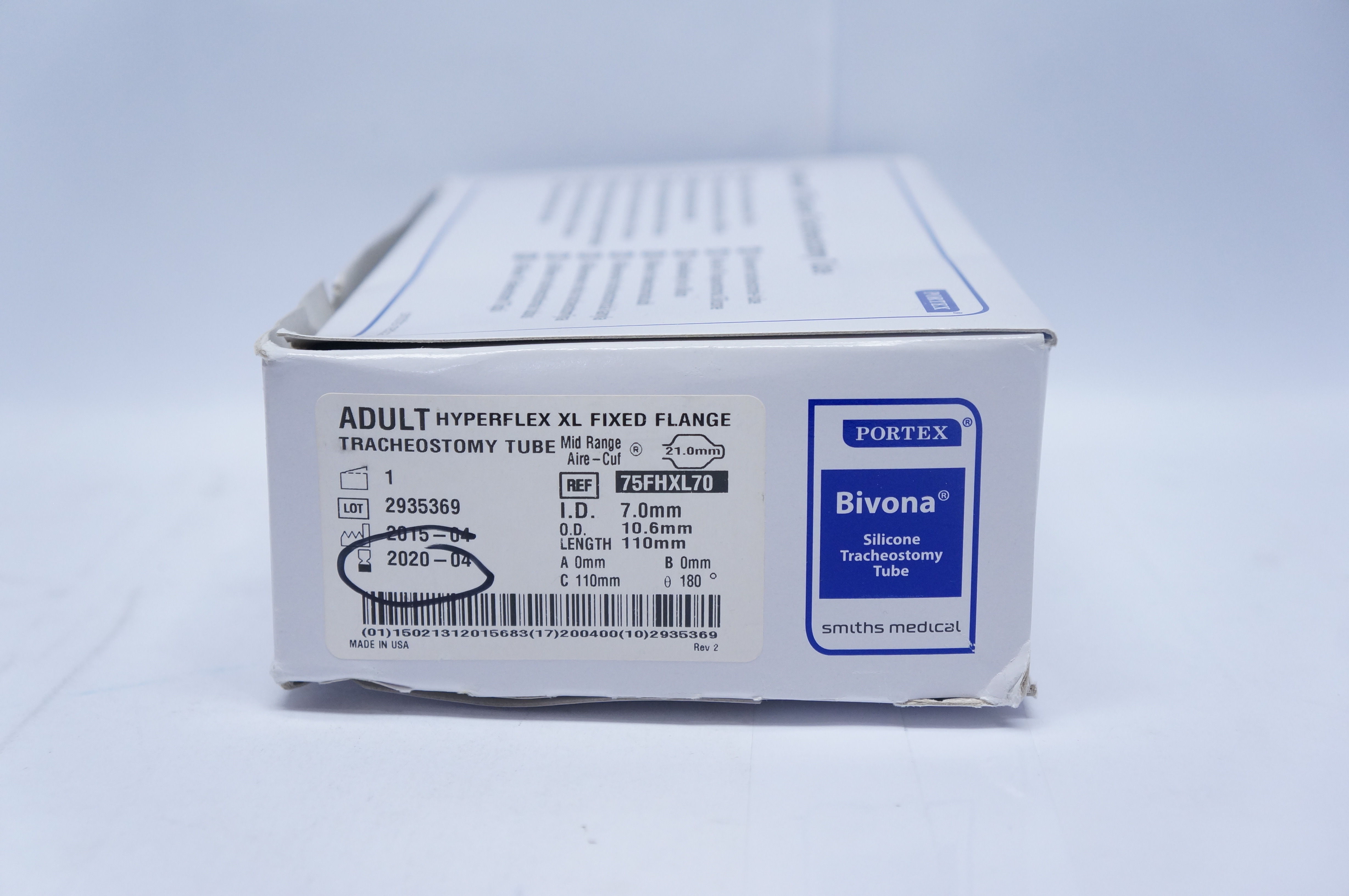Smiths 75FHXL70 Hyperflex XL Fixed Flange Tracheostomy Tube 7.0x10.6x110mm (x)