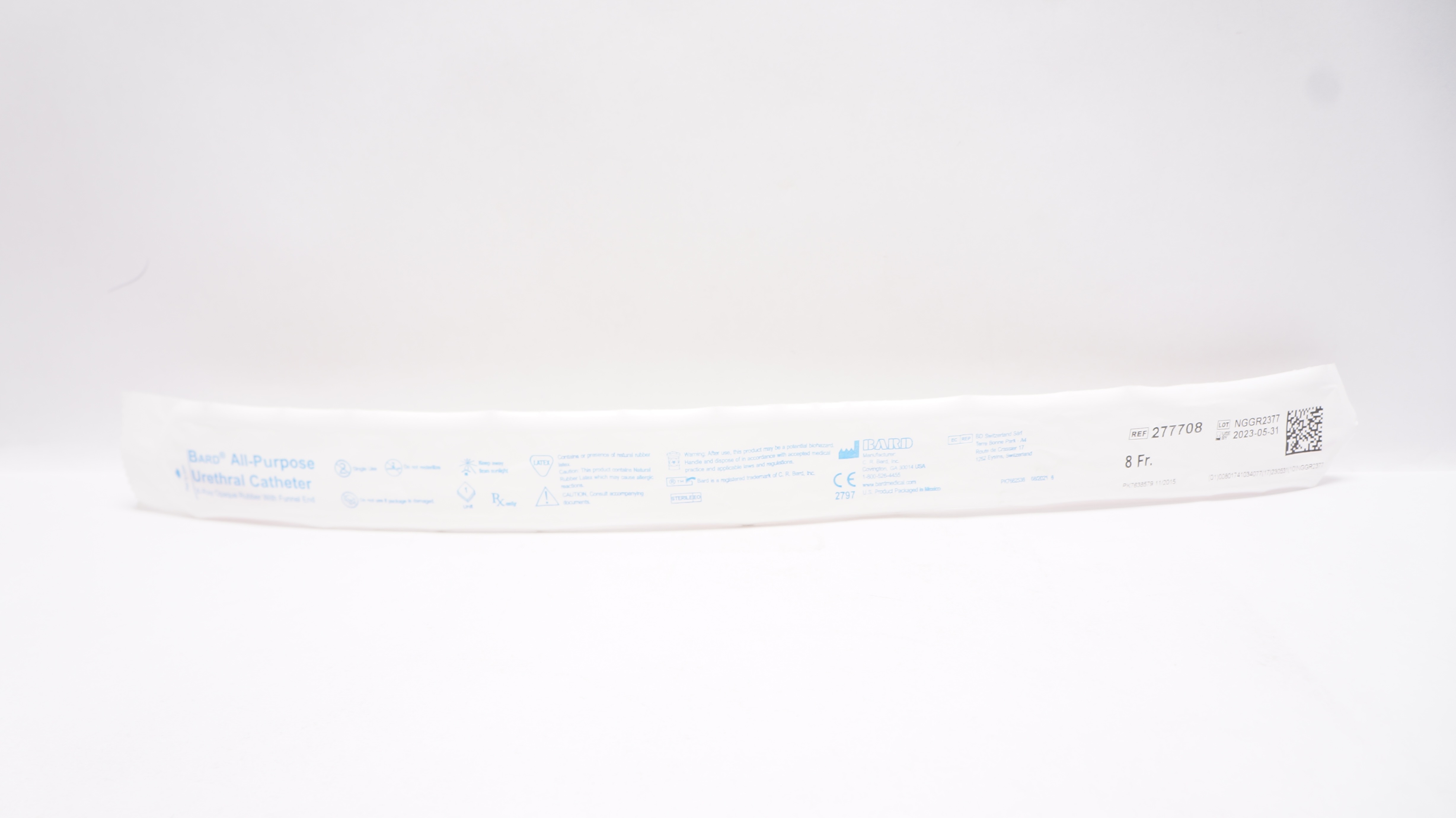 Bard 277708 All-Purpose Urethral Cath. 8 Fr X-Ray Opaque Rubber w/Funnel End (x)