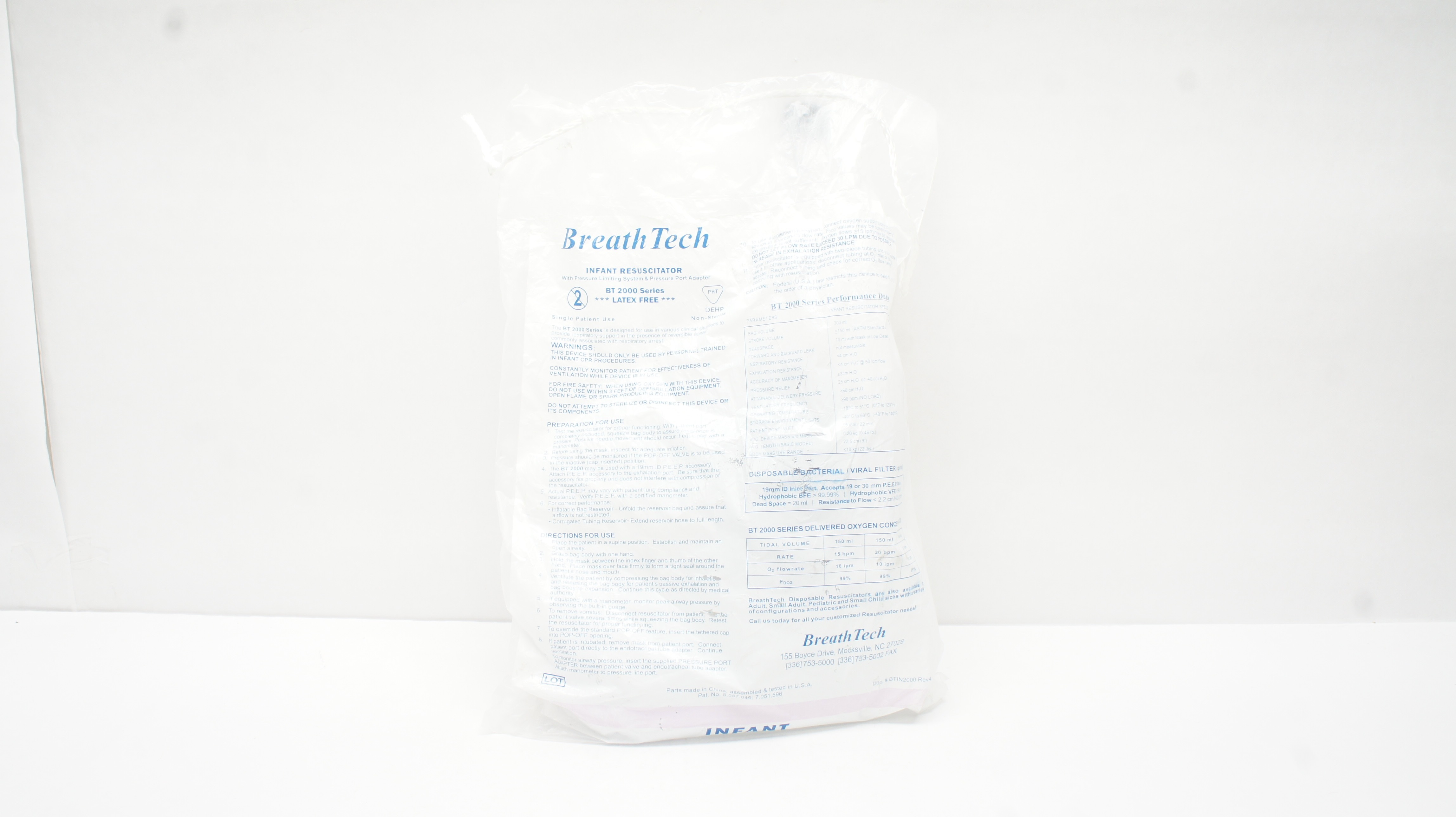 SunMed BT2029 Breath Tech, Infant Resuscitator, Bag Size <= 22lbs, Volume 300mL