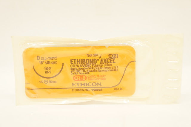 Ethicon CX21D 0 Ethibond Excel Polyester Stre CT-1 36mm 1/2c Taper, 18inch