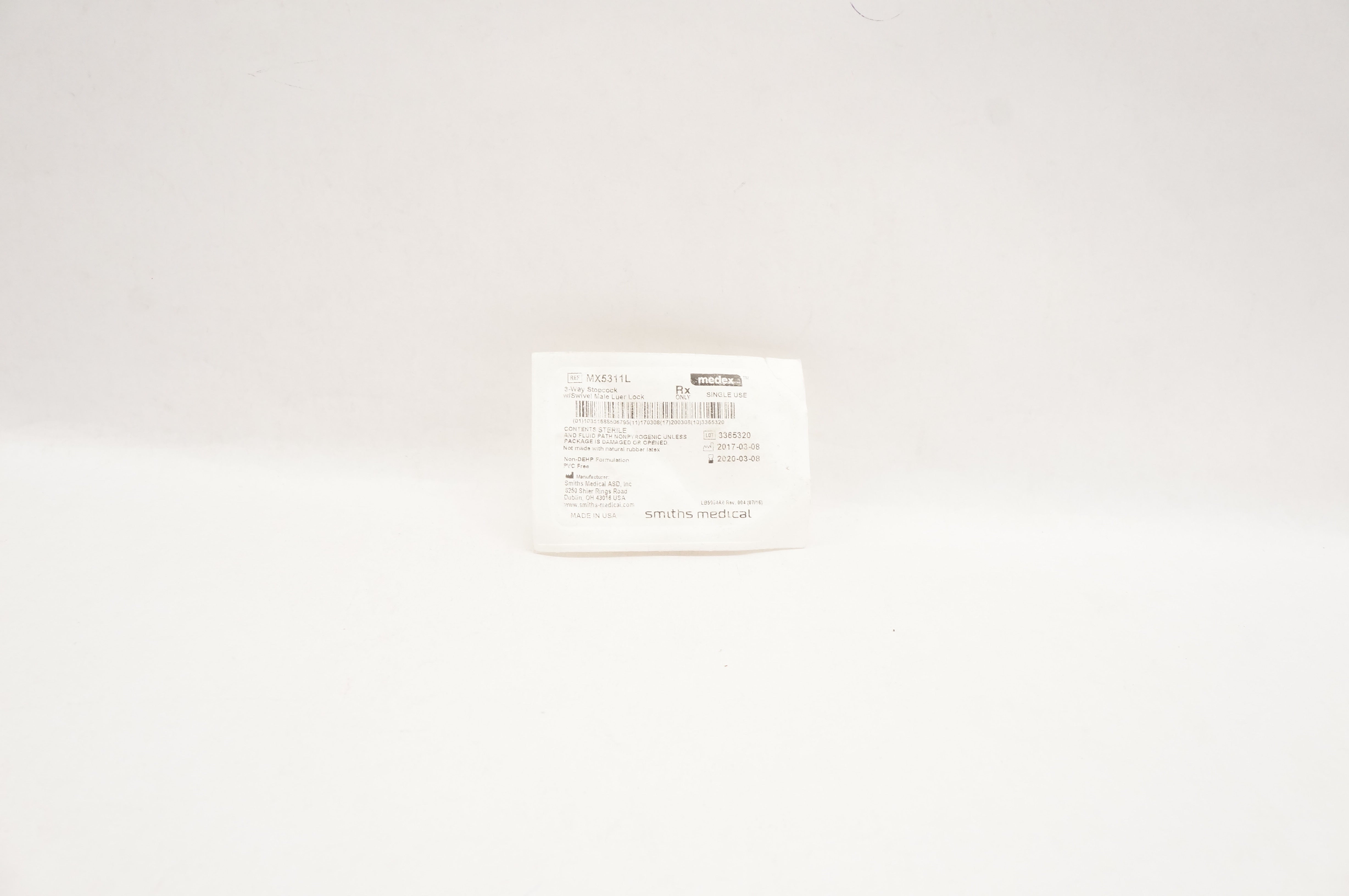 Smiths Medical MX5311L Medex 3-Way Stopcock w/Swivel Male Luer Lock (x)
