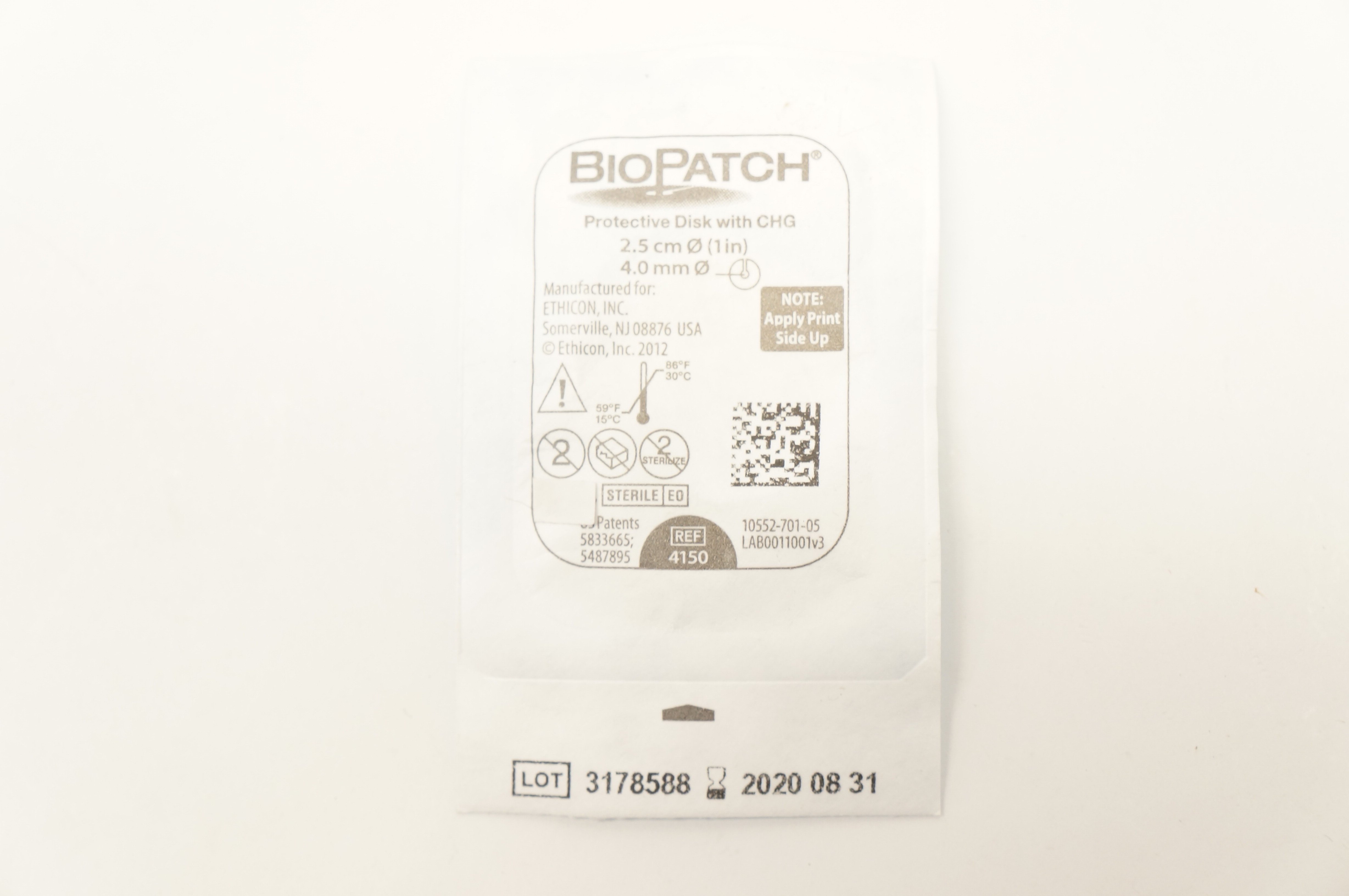 Ethicon 4150 BioPatch Protective Disk with CHG 2.5 cm 4.0 mm (x)