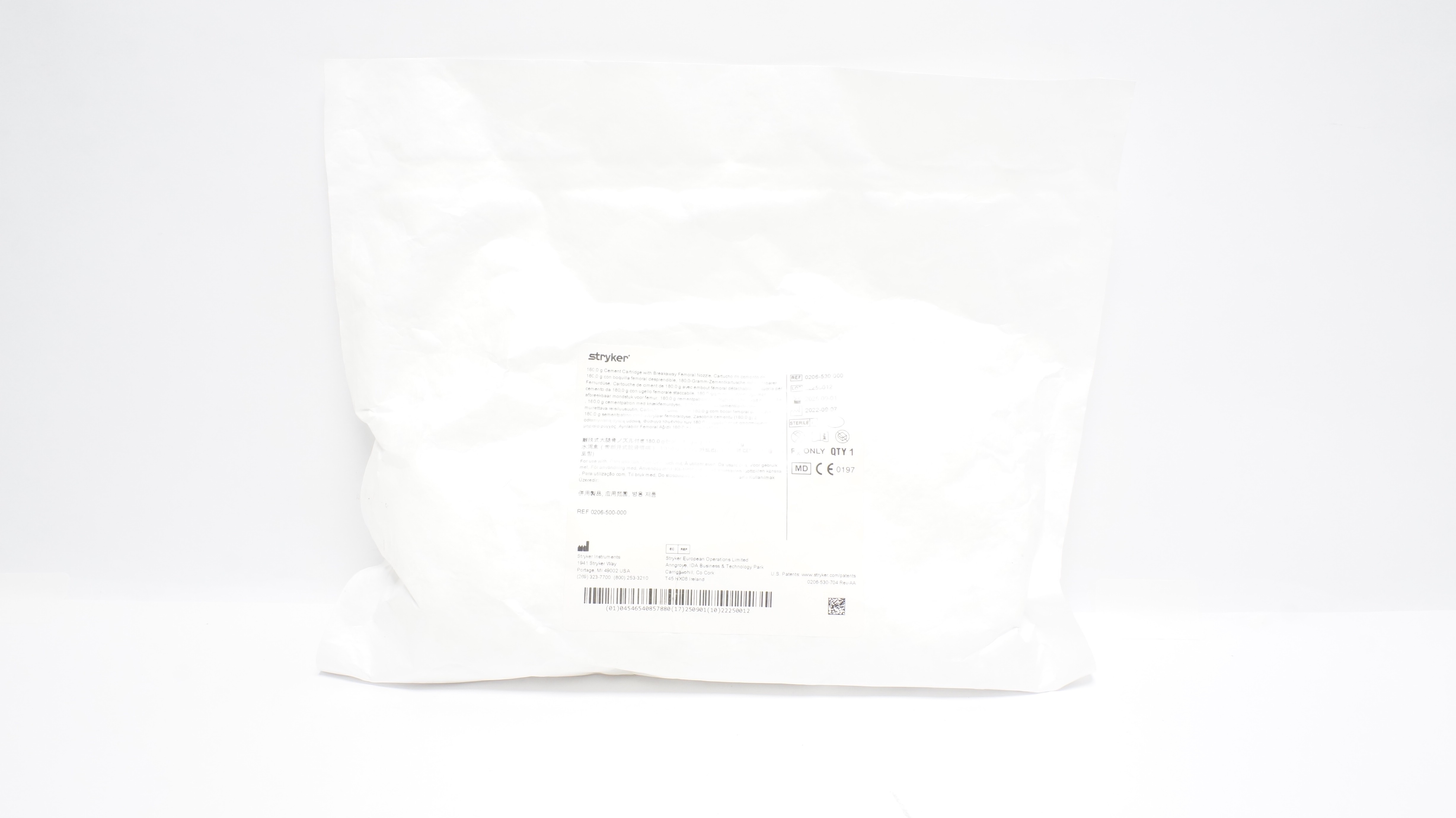 Stryker 0206-530-000 180.0G Cement Cartridge W/Breakway Femoral Nozzle (x)