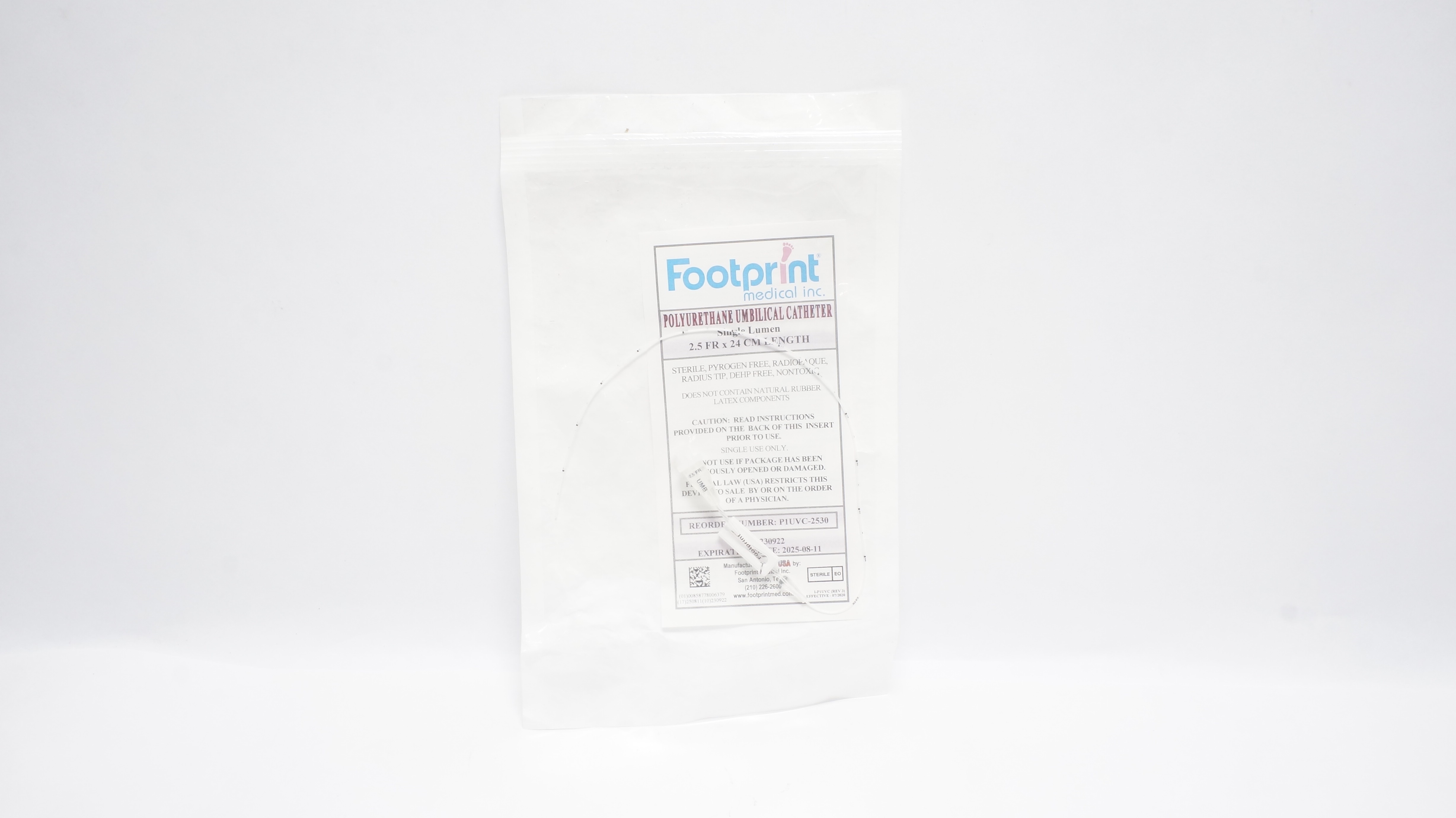 Footprint Medical PIUVC-2530 Polyurethane Umbilical Cath. 2.5 Fr x 24 cm (x)