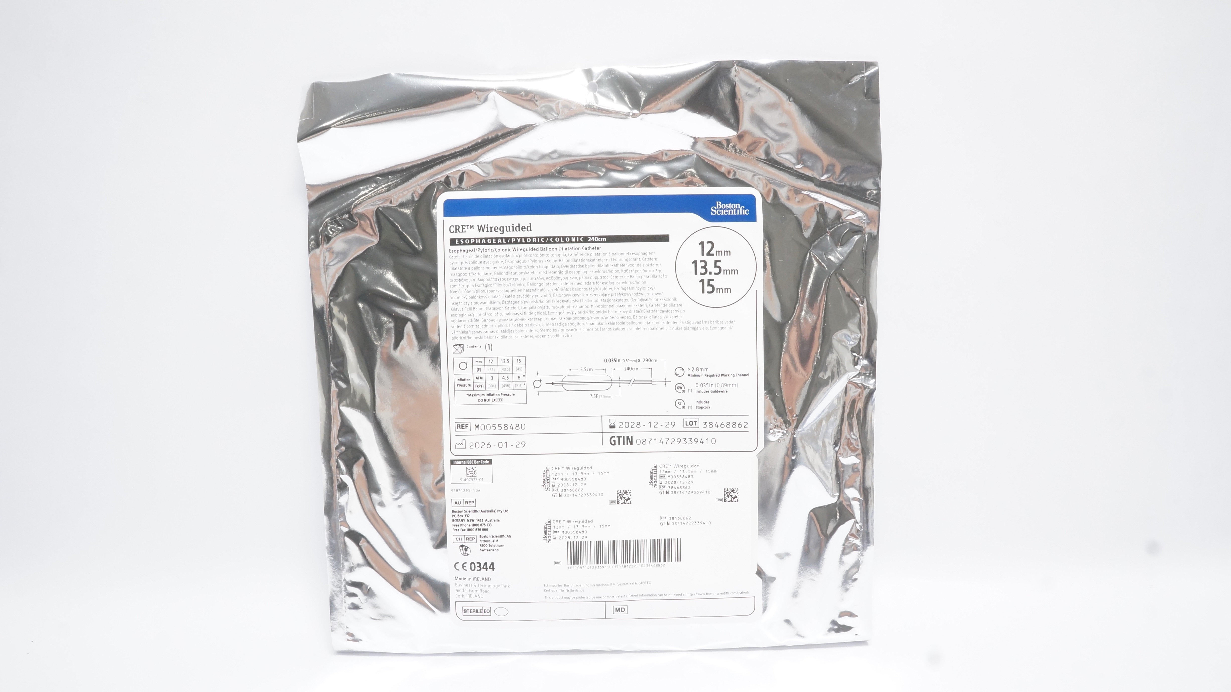 Boston Scientific M00558480 CRE Wireguided Dilatation Cath. 12 x 13.5 x 15mm