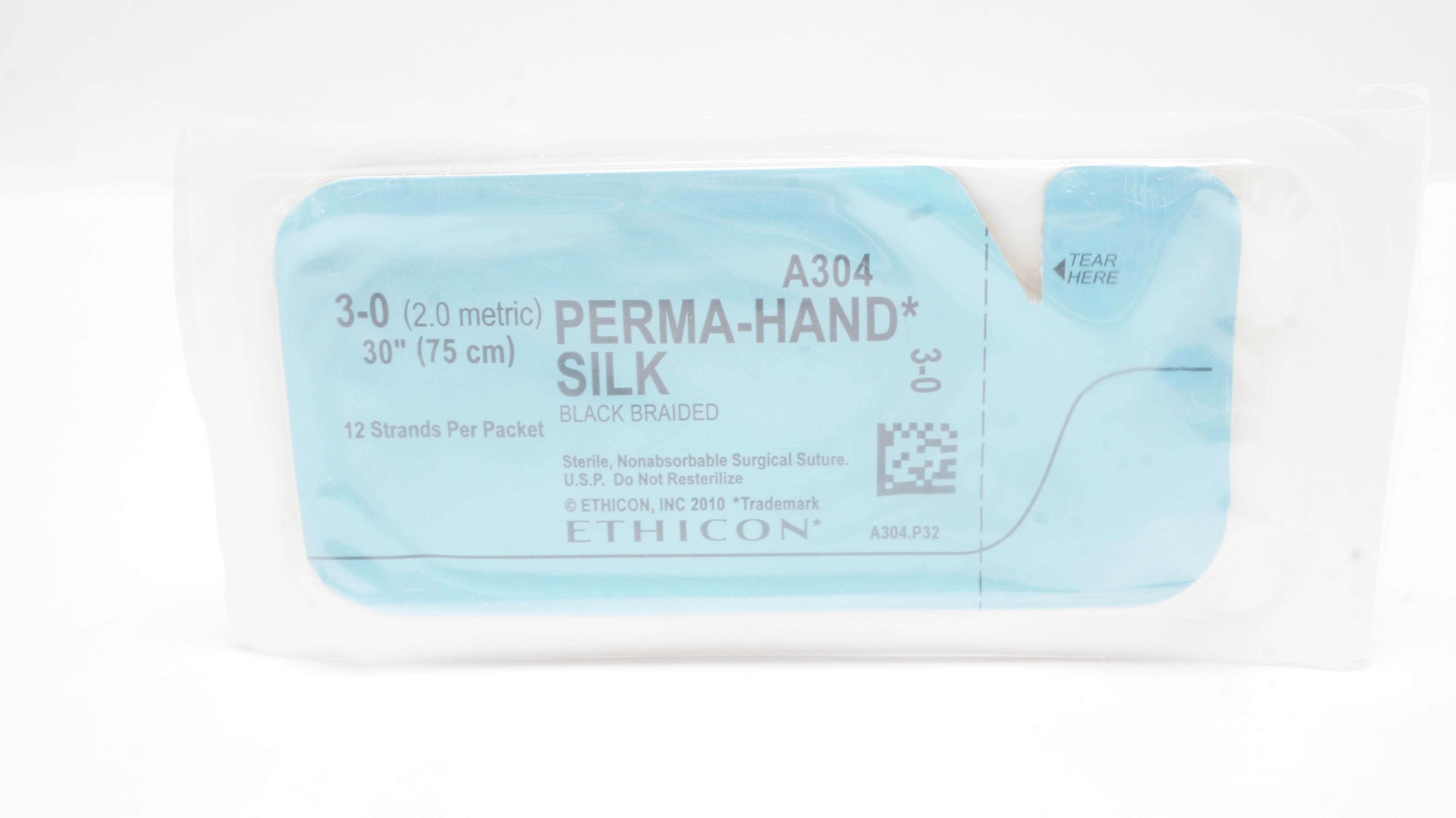 Ethicon A304 3-0 PERMA-HAND SILK, Black Braided, 30inch (x)