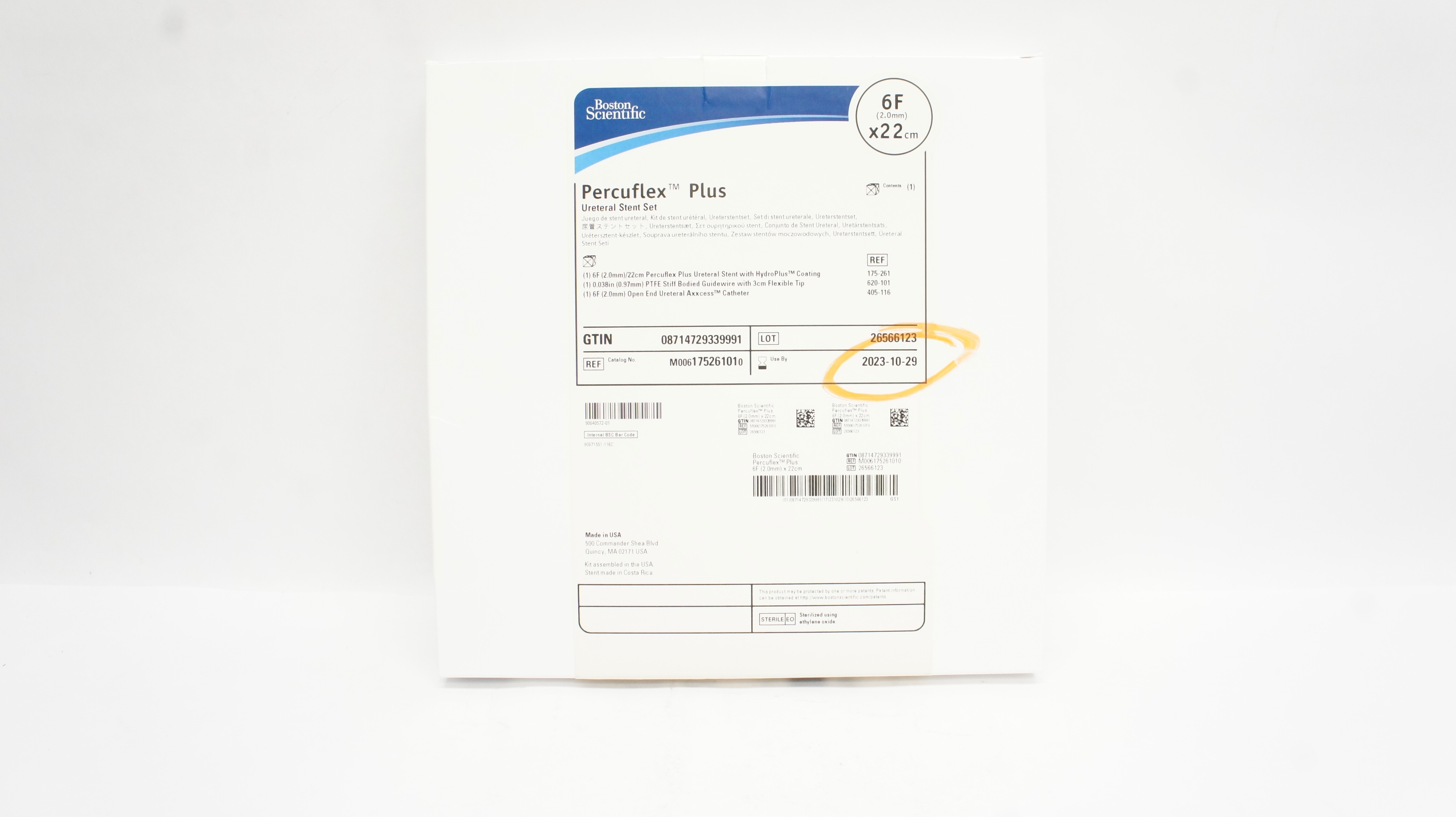 Boston Scientific M006175261010 Percuflex Plus Ureteral Stnt Set 6F x 22cm (x)