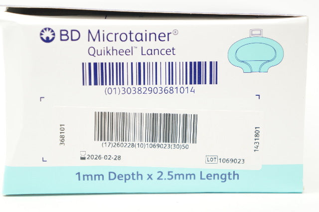 BD 368101 Microtainer Quikheel Lancet 1mm x 2.5mm - Box of 50